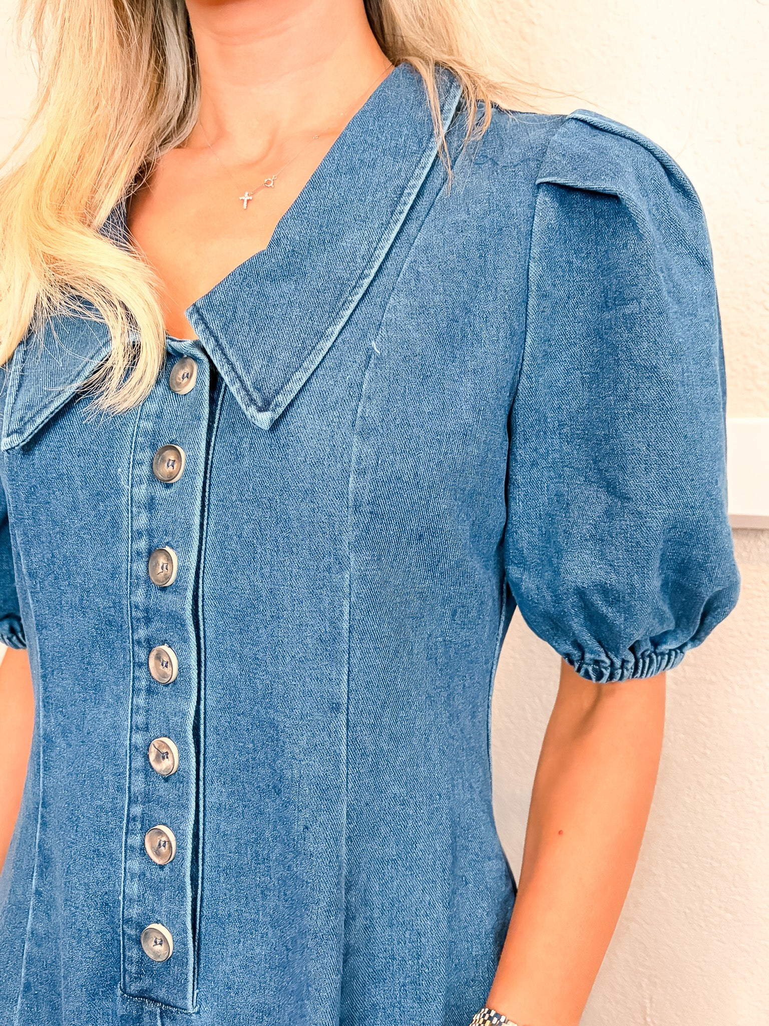 Powder Puff Denim Romper