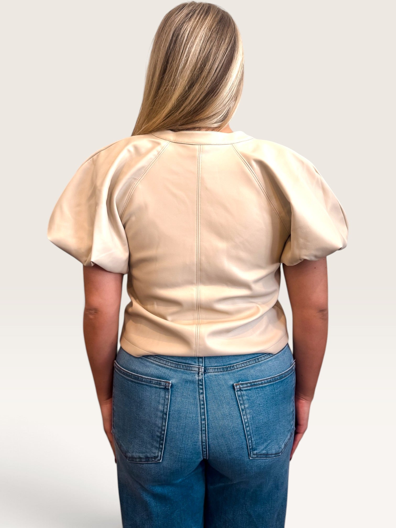 Cecilia Leather Top - Bone