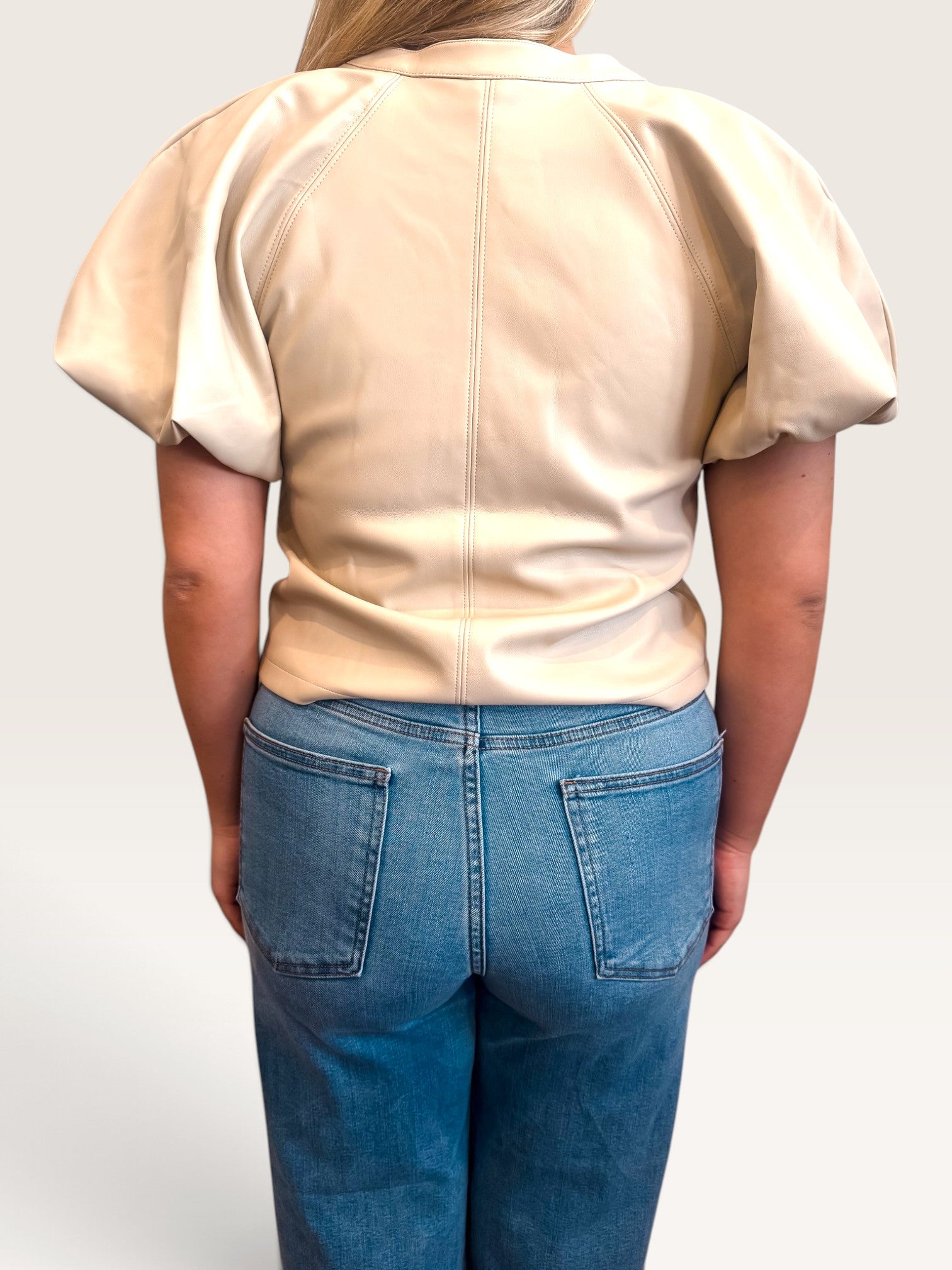 Cecilia Leather Top - Bone