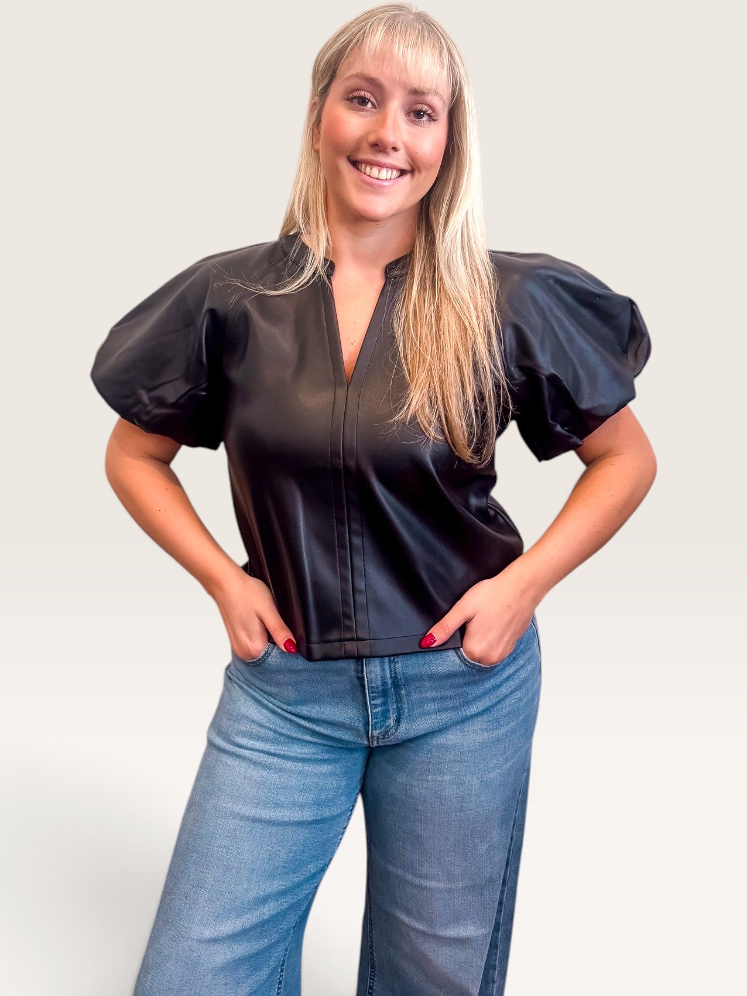 Cecilia Leather Top - Black