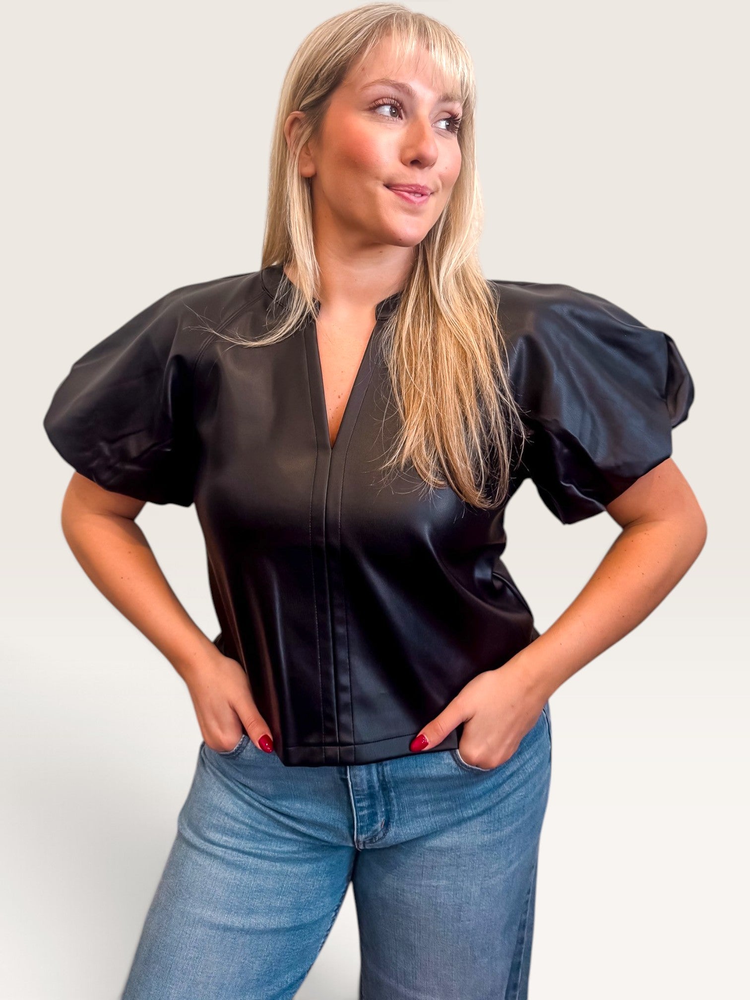 Cecilia Leather Top - Black