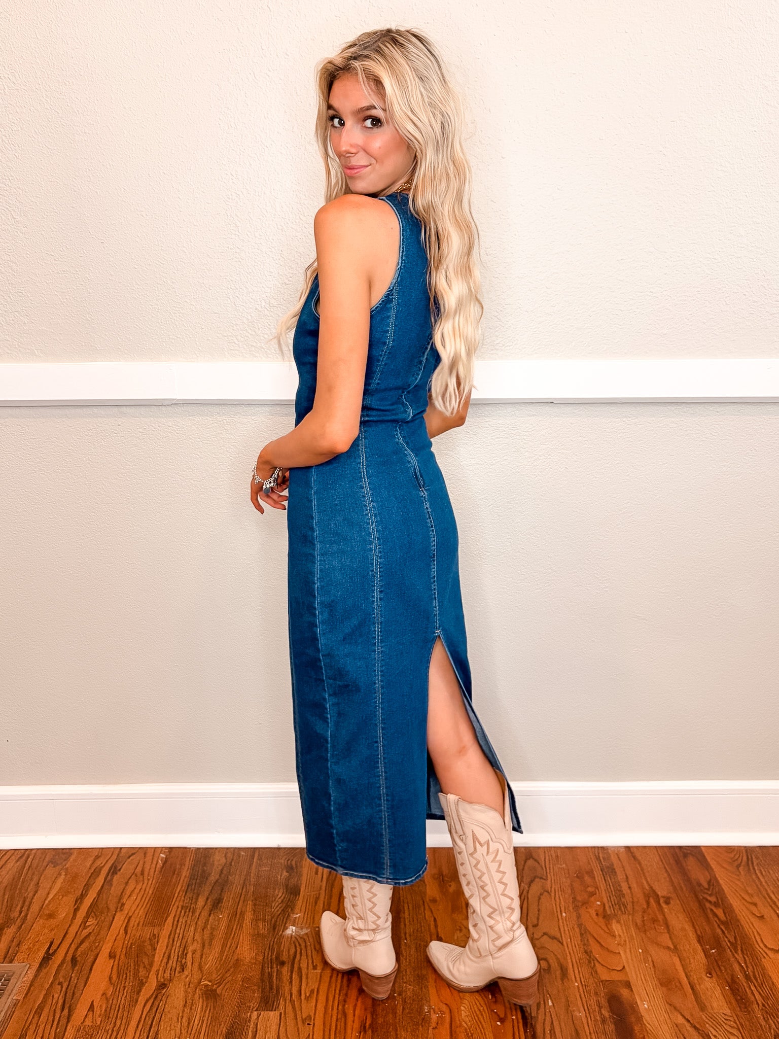 Elaine Denim Dress - Dark