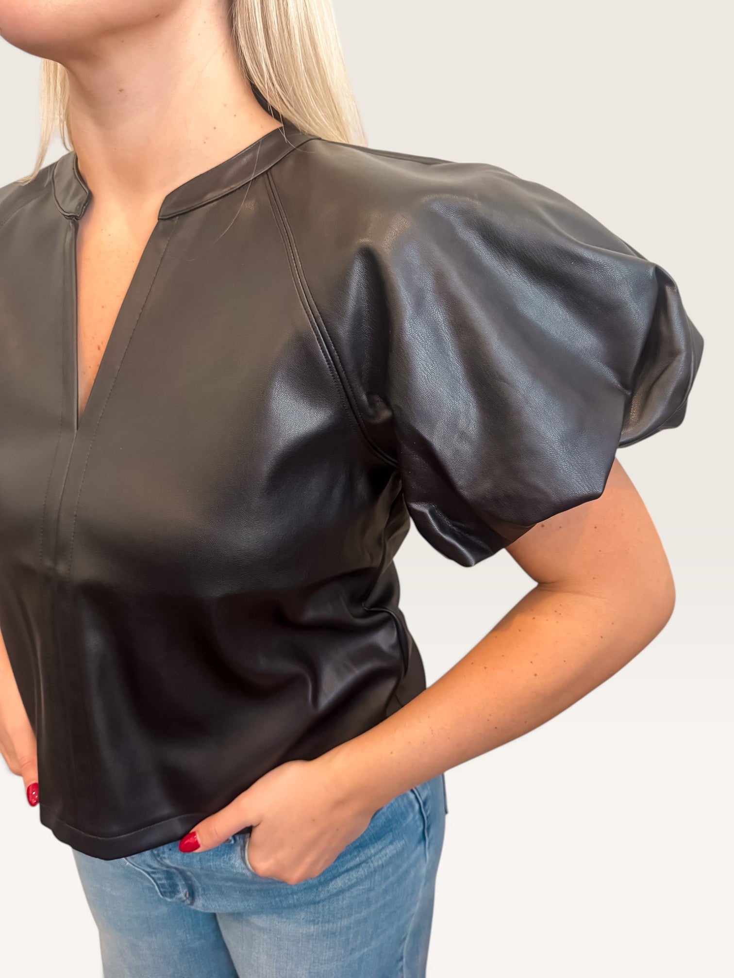 Cecilia Leather Top - Black