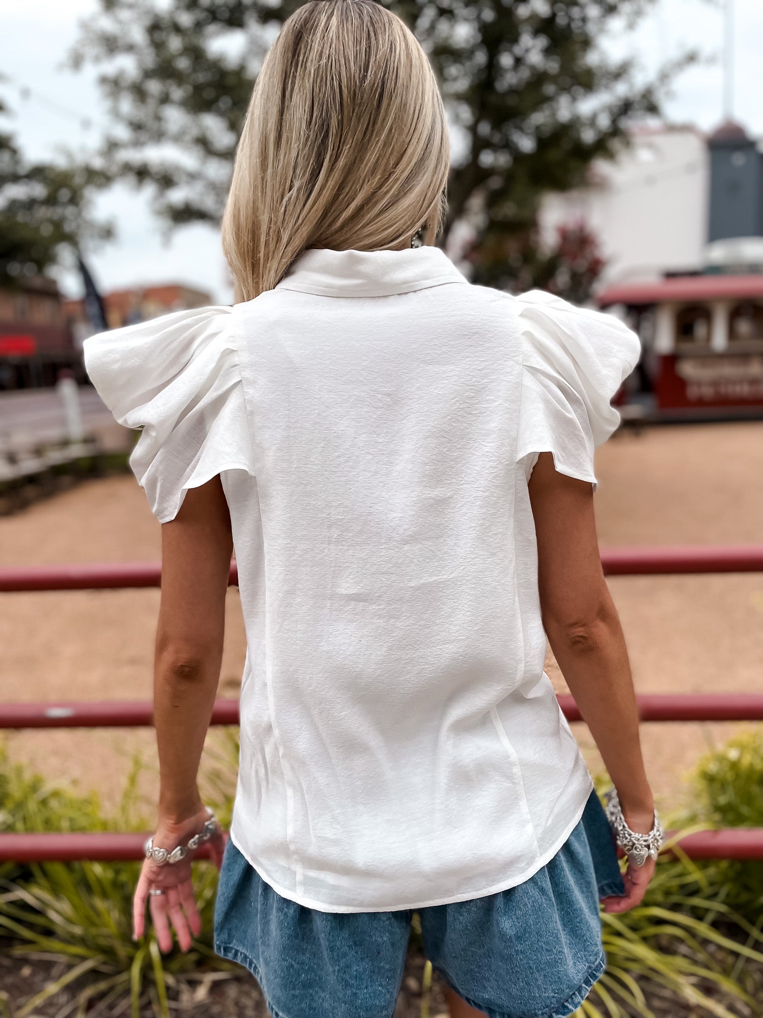 Flutter Sleeve Top - White