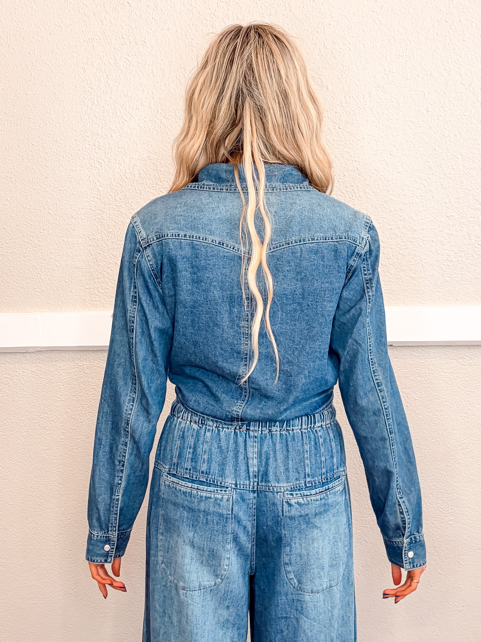 Tie Front Denim Shirt - Dark Denim - Tucker Brown