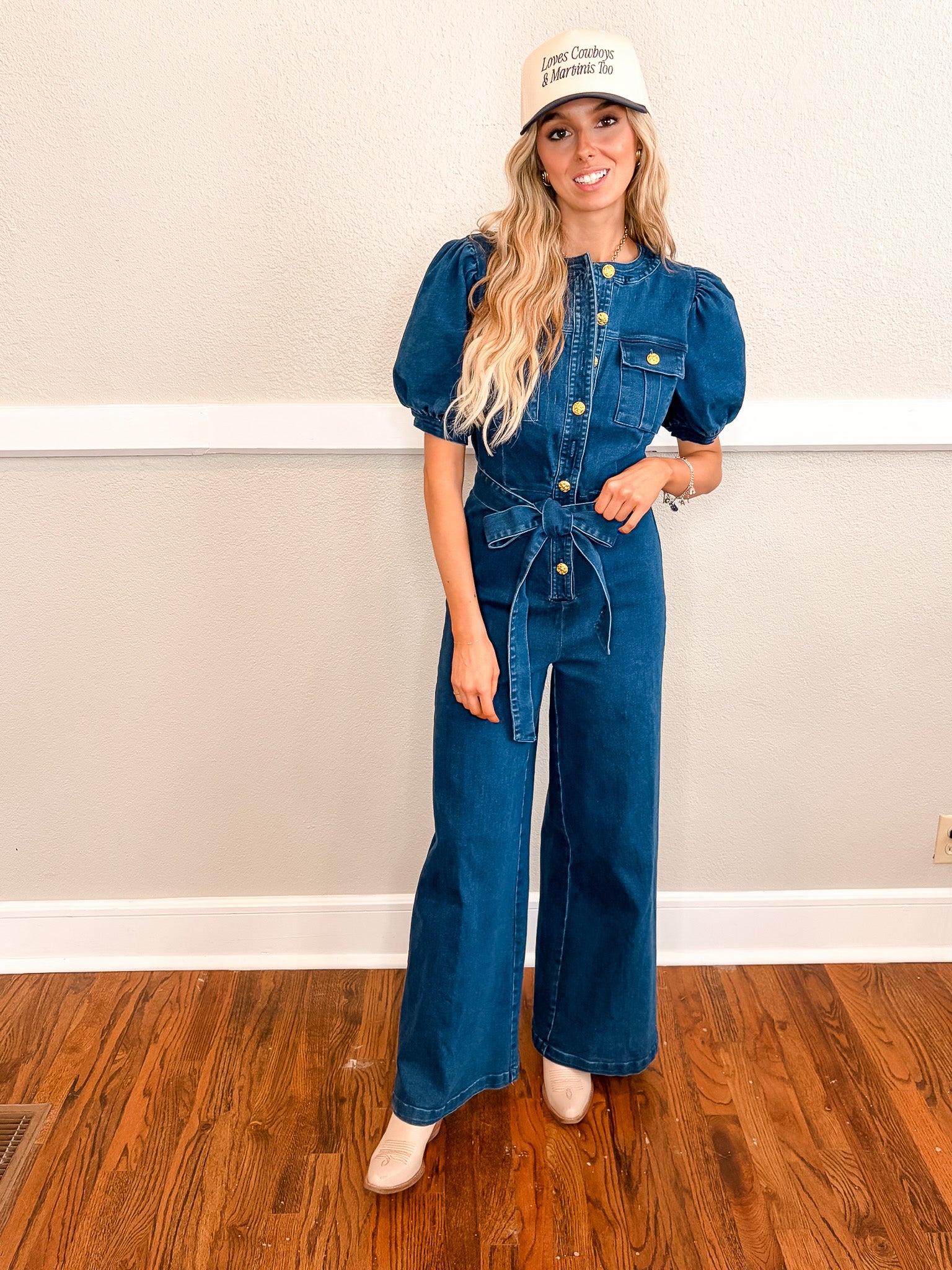 *Buttons Of Gold Denim Jumpsuit
