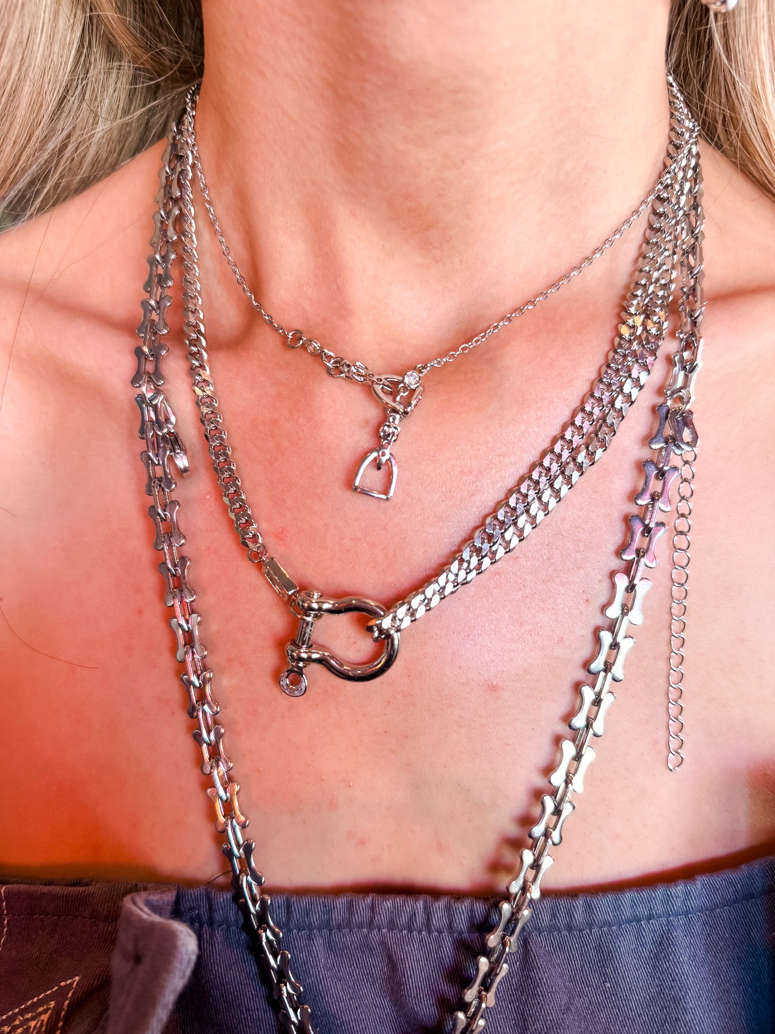 Petite Horse Bit Necklace - Silver