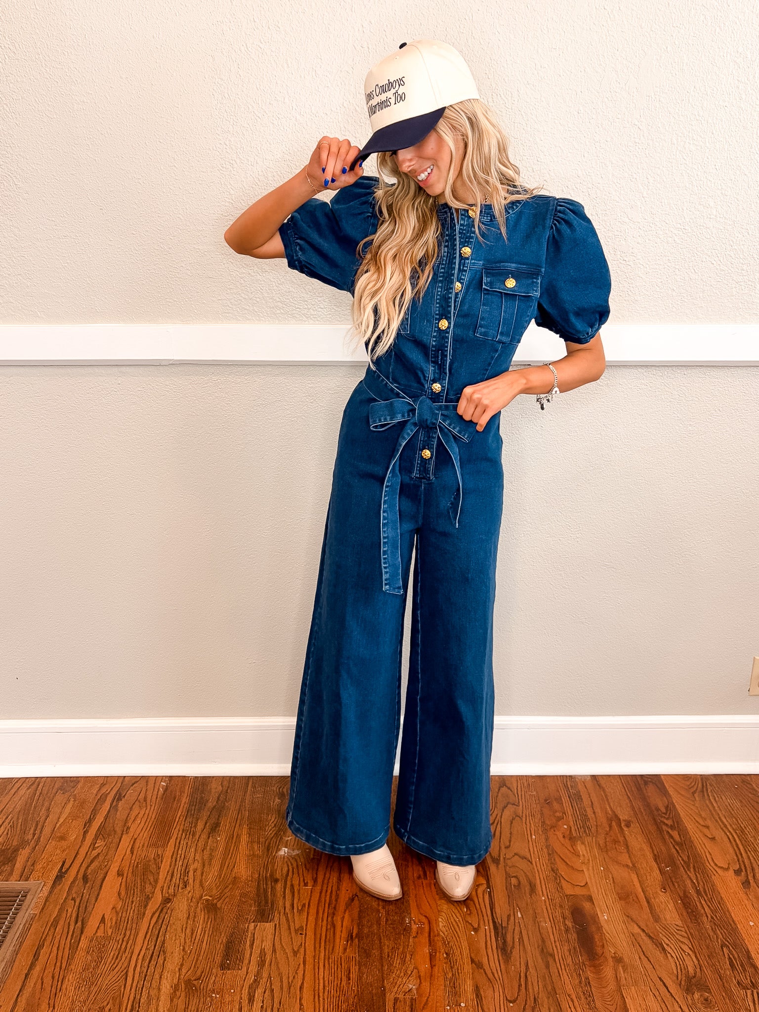 *Buttons Of Gold Denim Jumpsuit