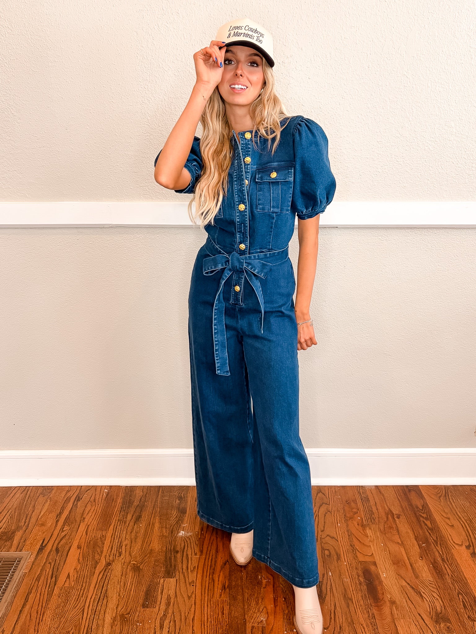 *Buttons Of Gold Denim Jumpsuit
