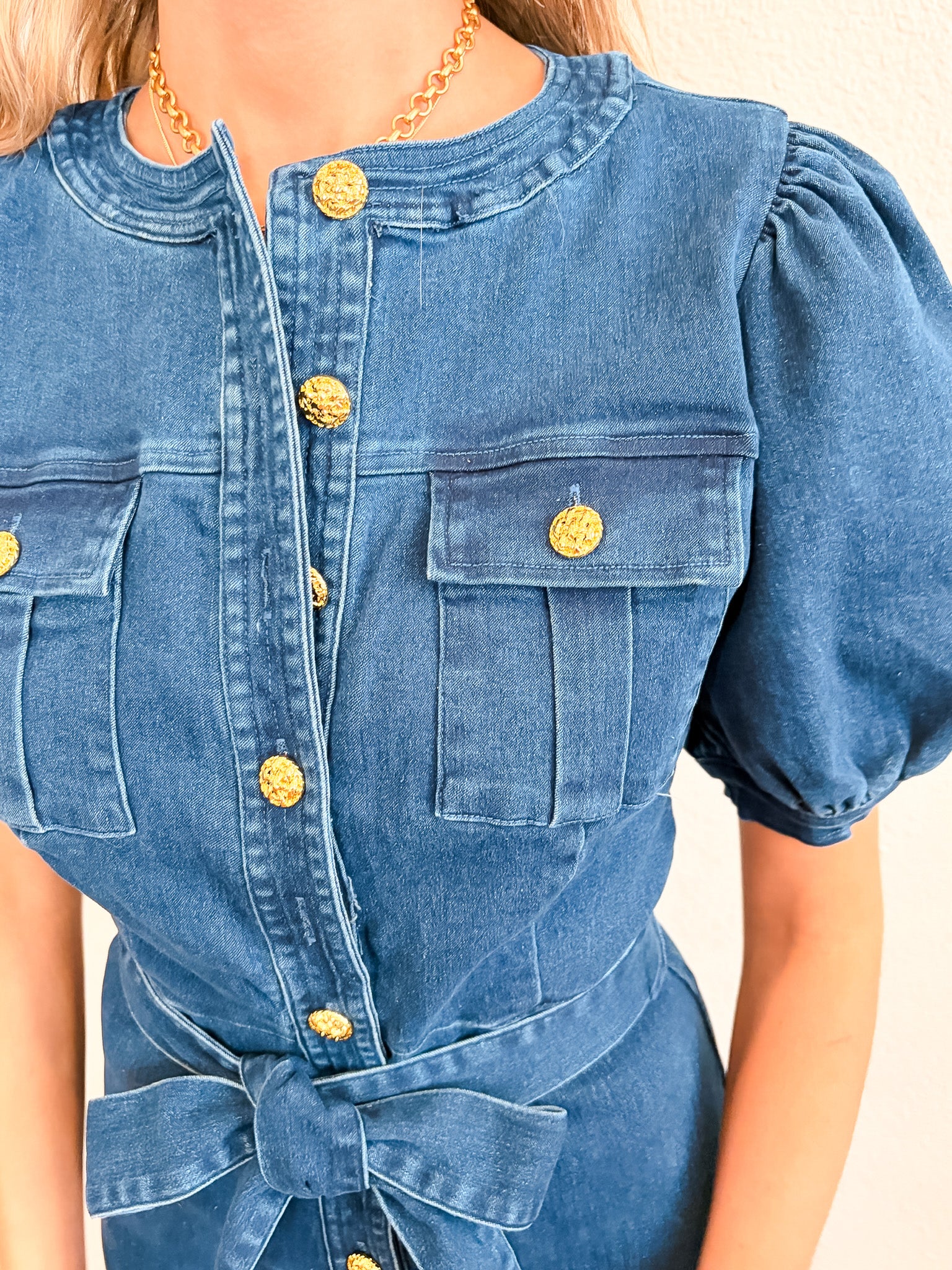 *Buttons Of Gold Denim Jumpsuit