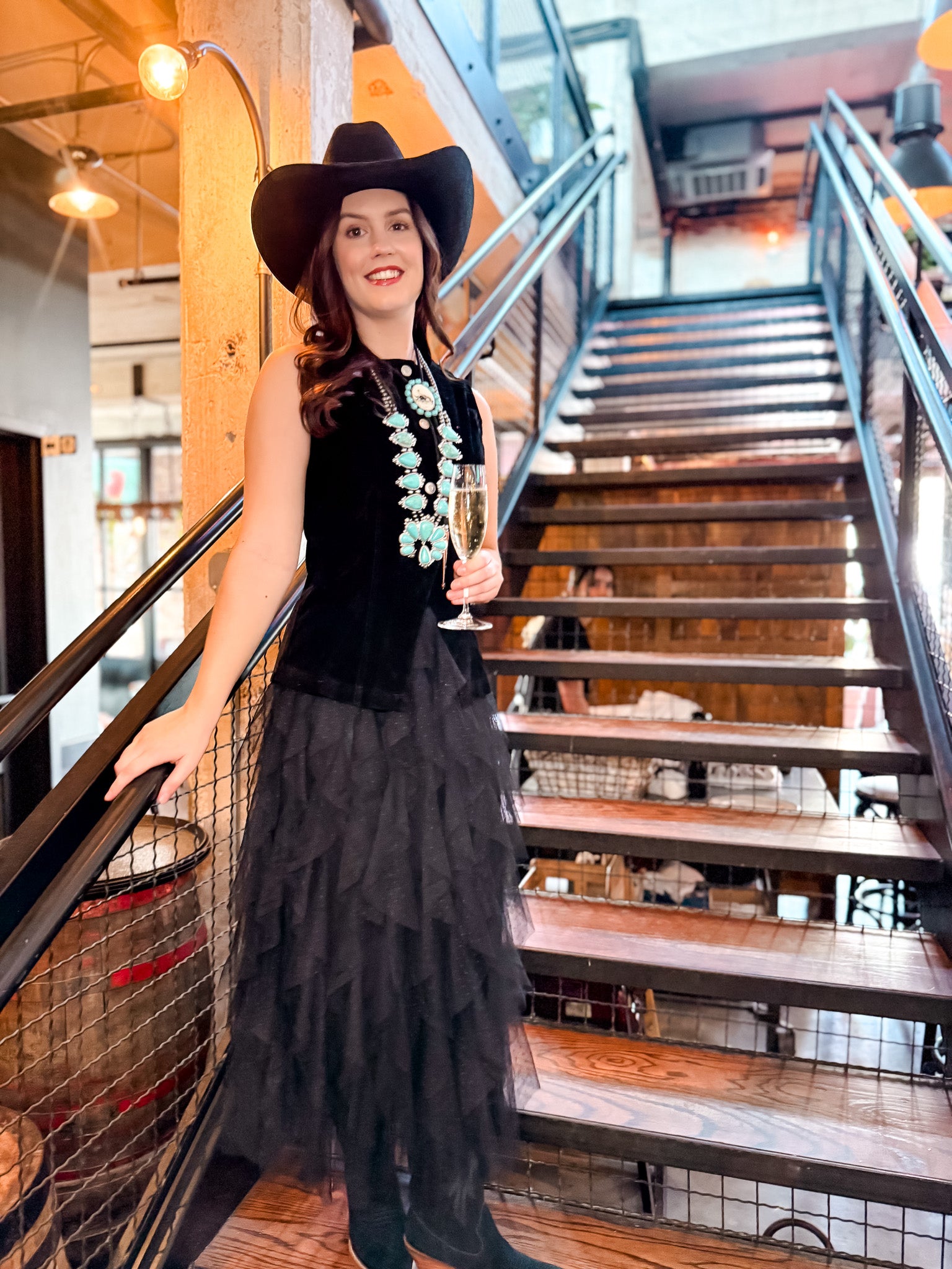 Velvetey Button Vest - Black