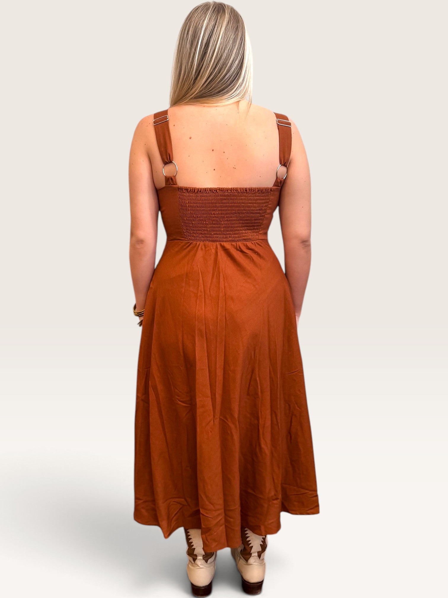 Rylee Embroidered Dress - Brown