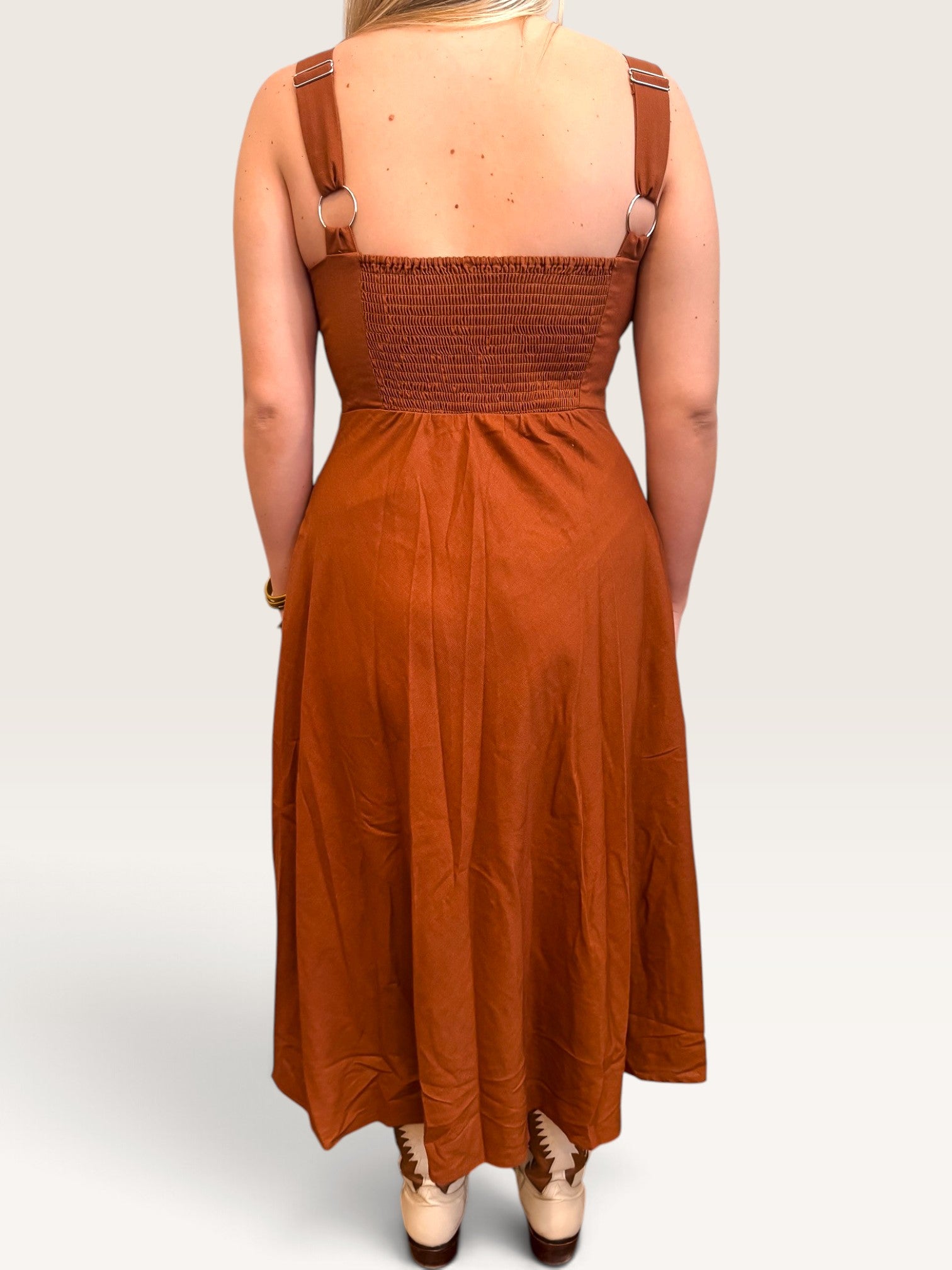 Rylee Embroidered Dress - Brown