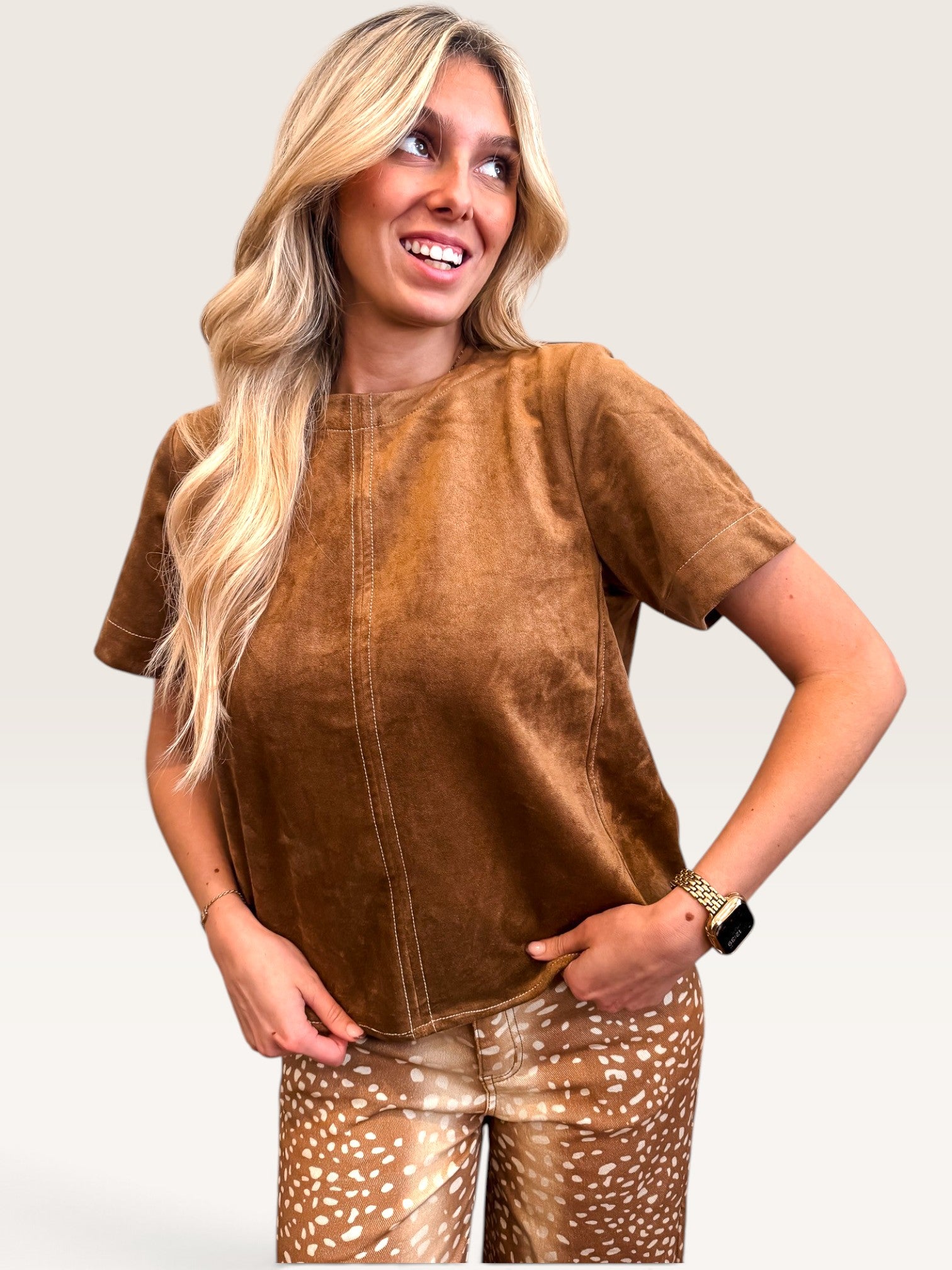 Juliette Suede Top - Brown