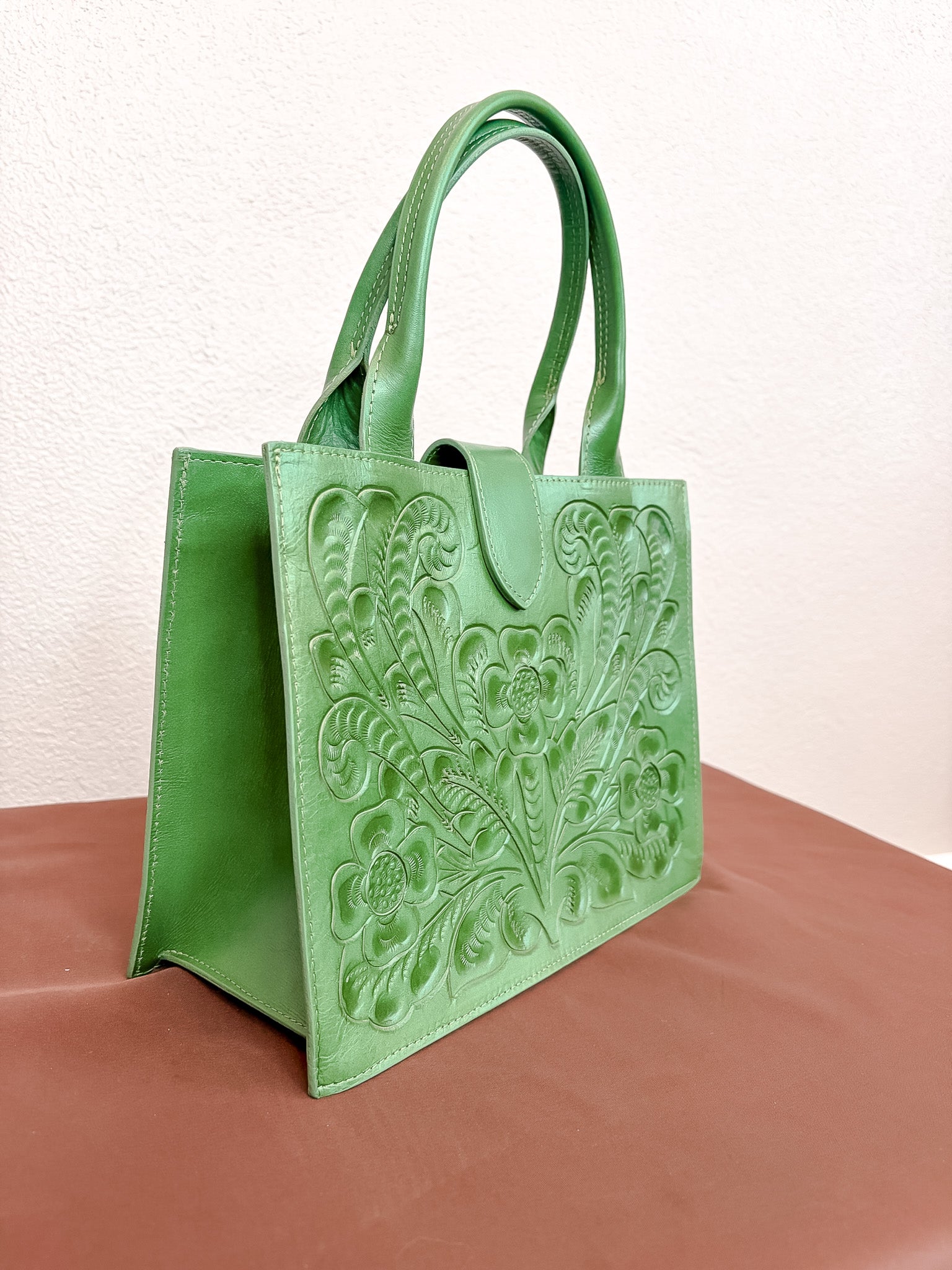 Alice Tooled Leather Handbag - Green