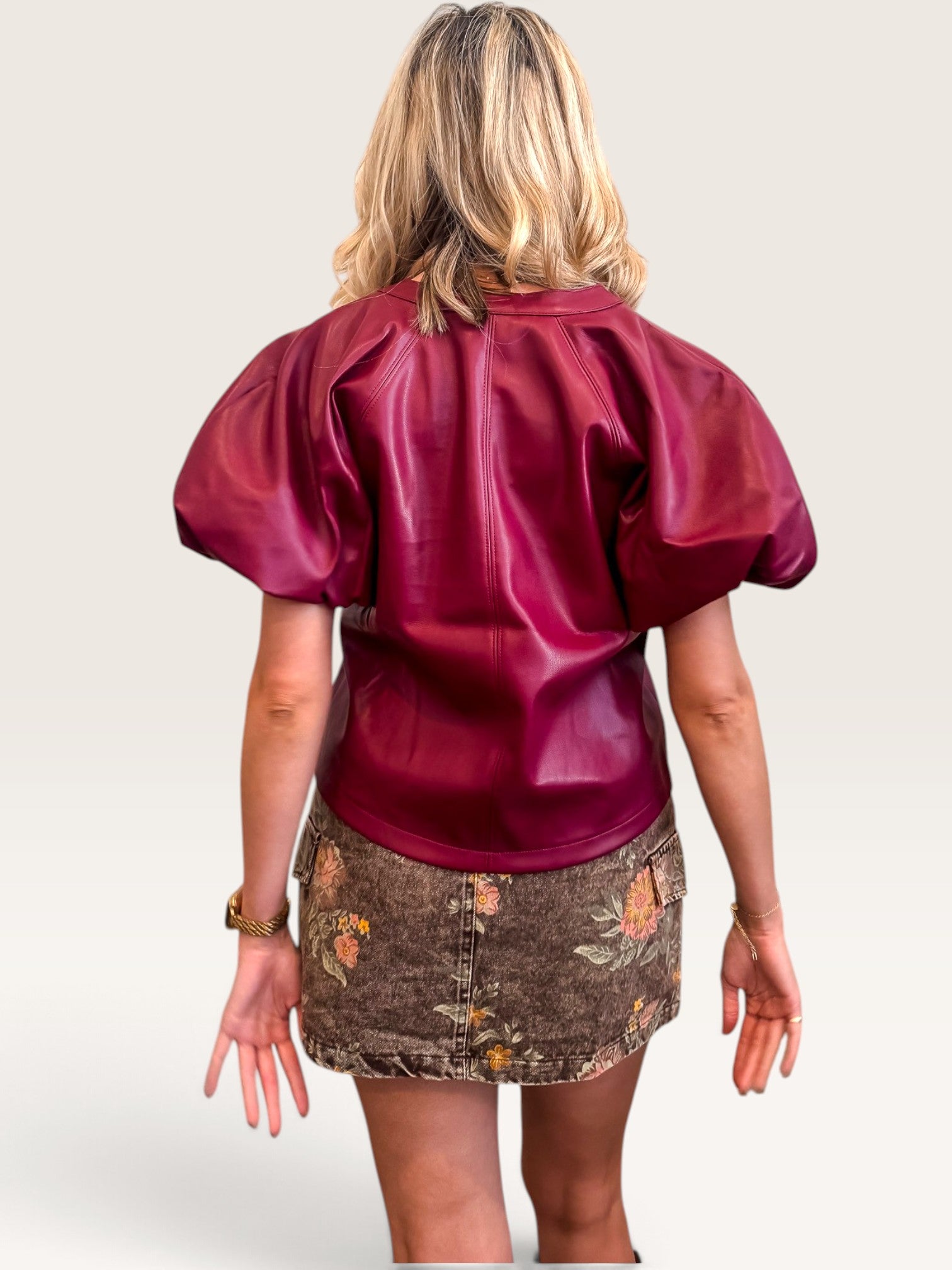 Cecilia Leather Top - Burgundy