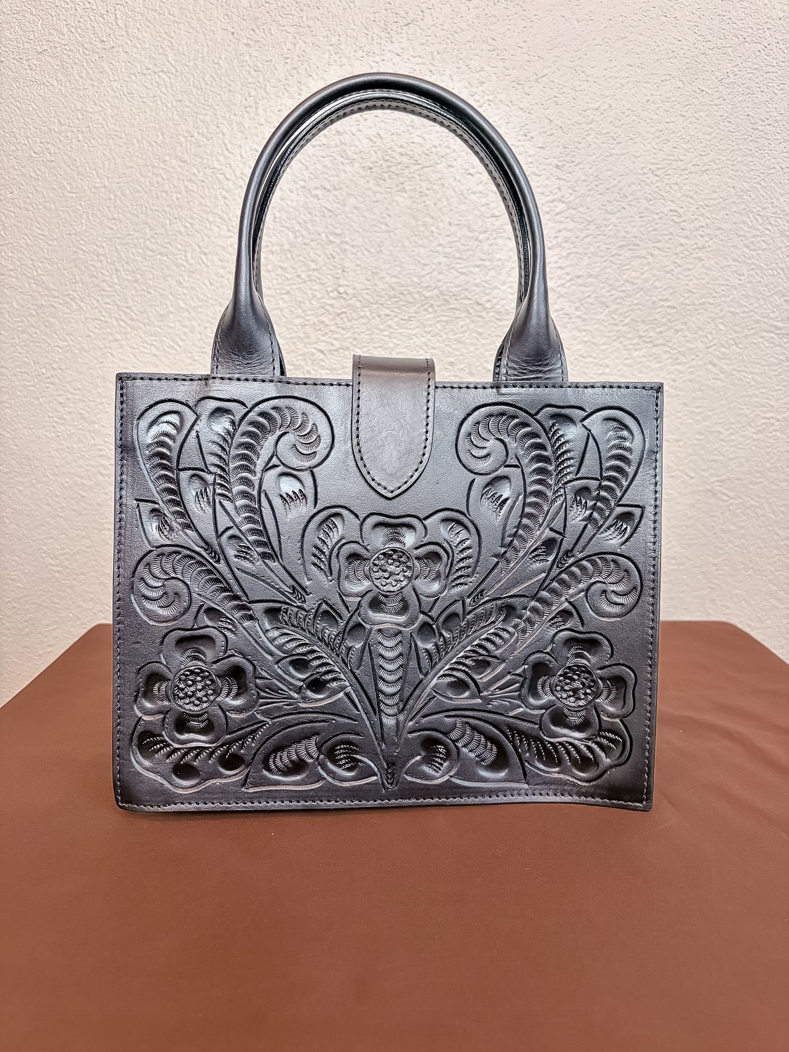 Alice Tooled Leather Handbag - Black