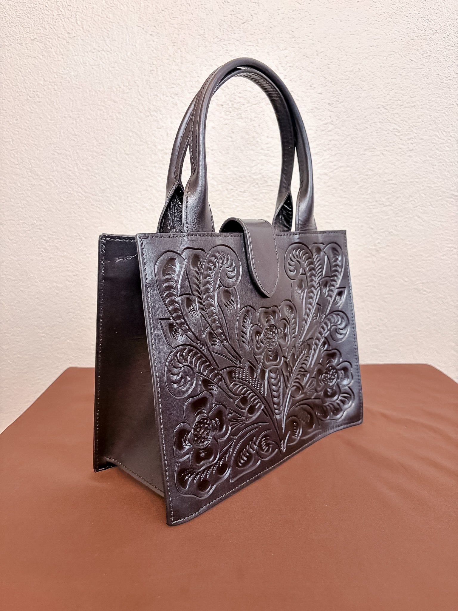 Alice Tooled Leather Handbag - Black
