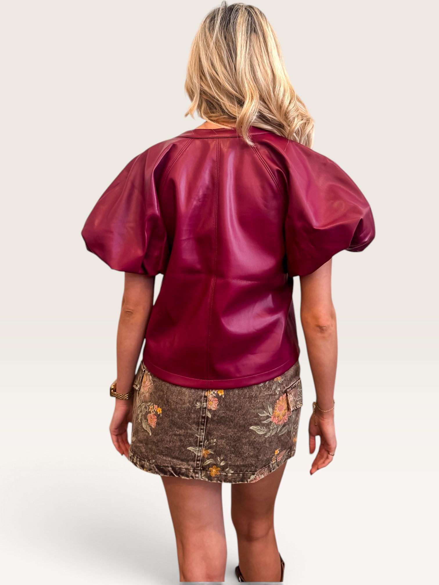Cecilia Leather Top - Burgundy