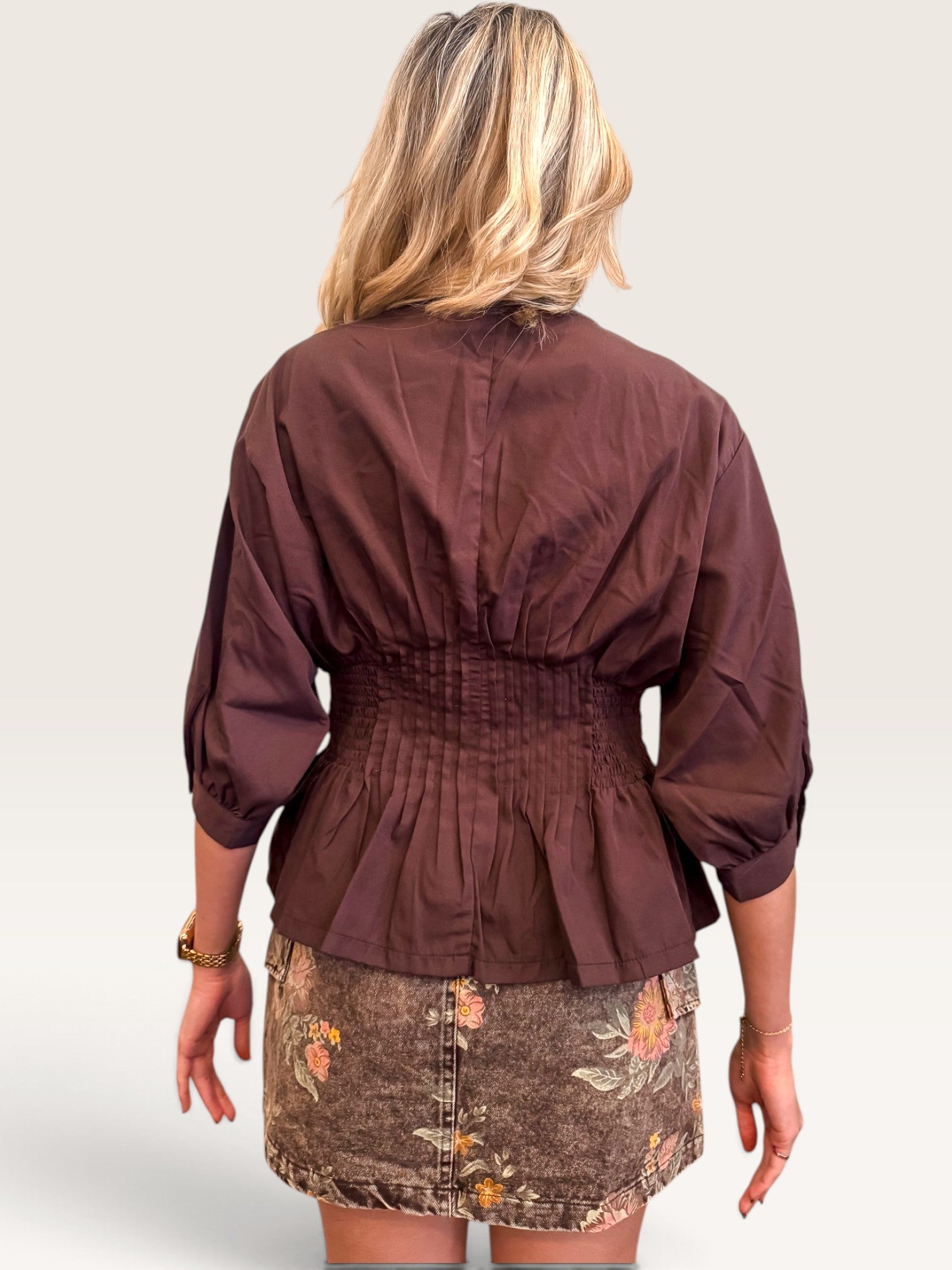 Pleats Across Top - Chocolate