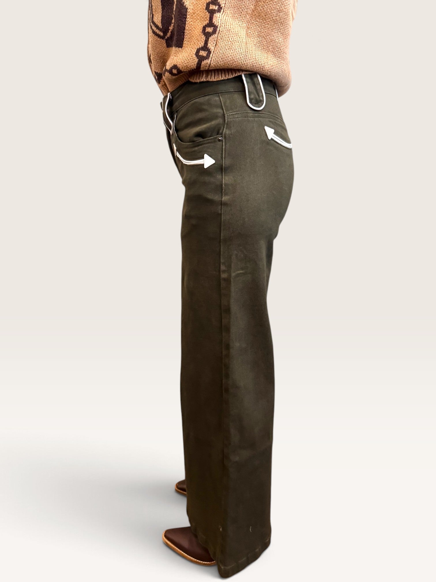 Smile Pocket Wide Leg Pant - Olive