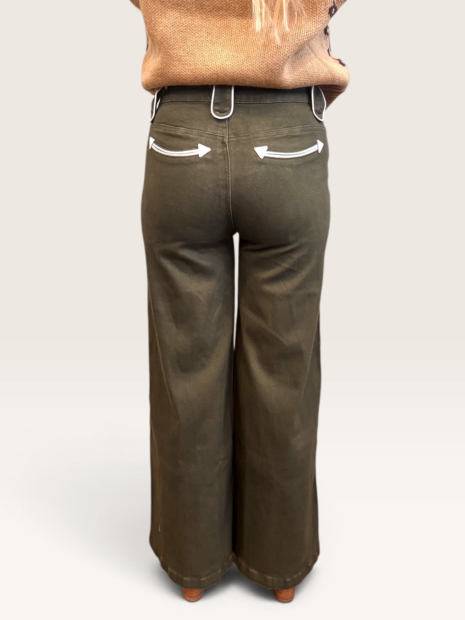 Smile Pocket Wide Leg Pant - Olive