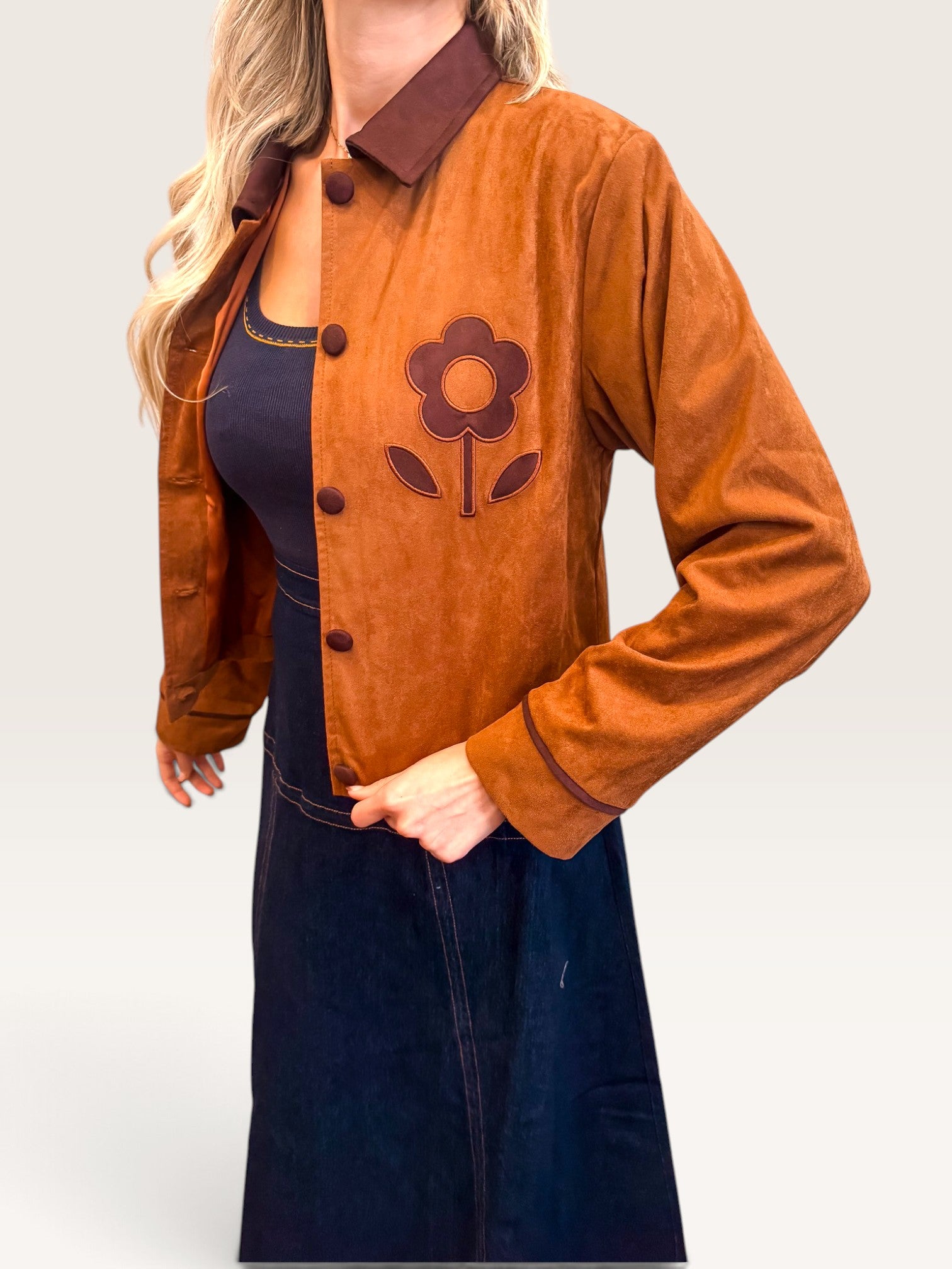 Floral Suede Crop Jacket