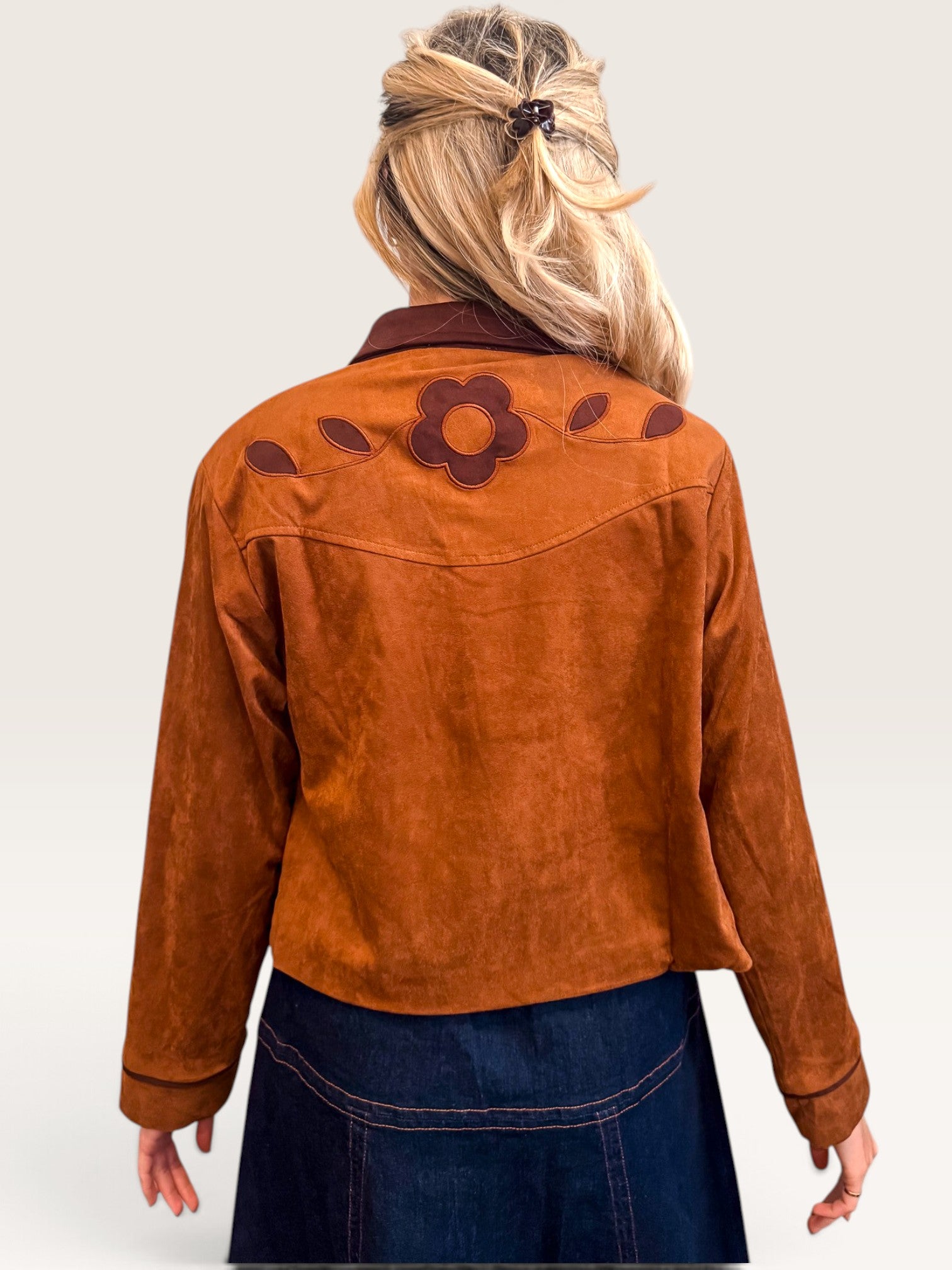 Floral Suede Crop Jacket