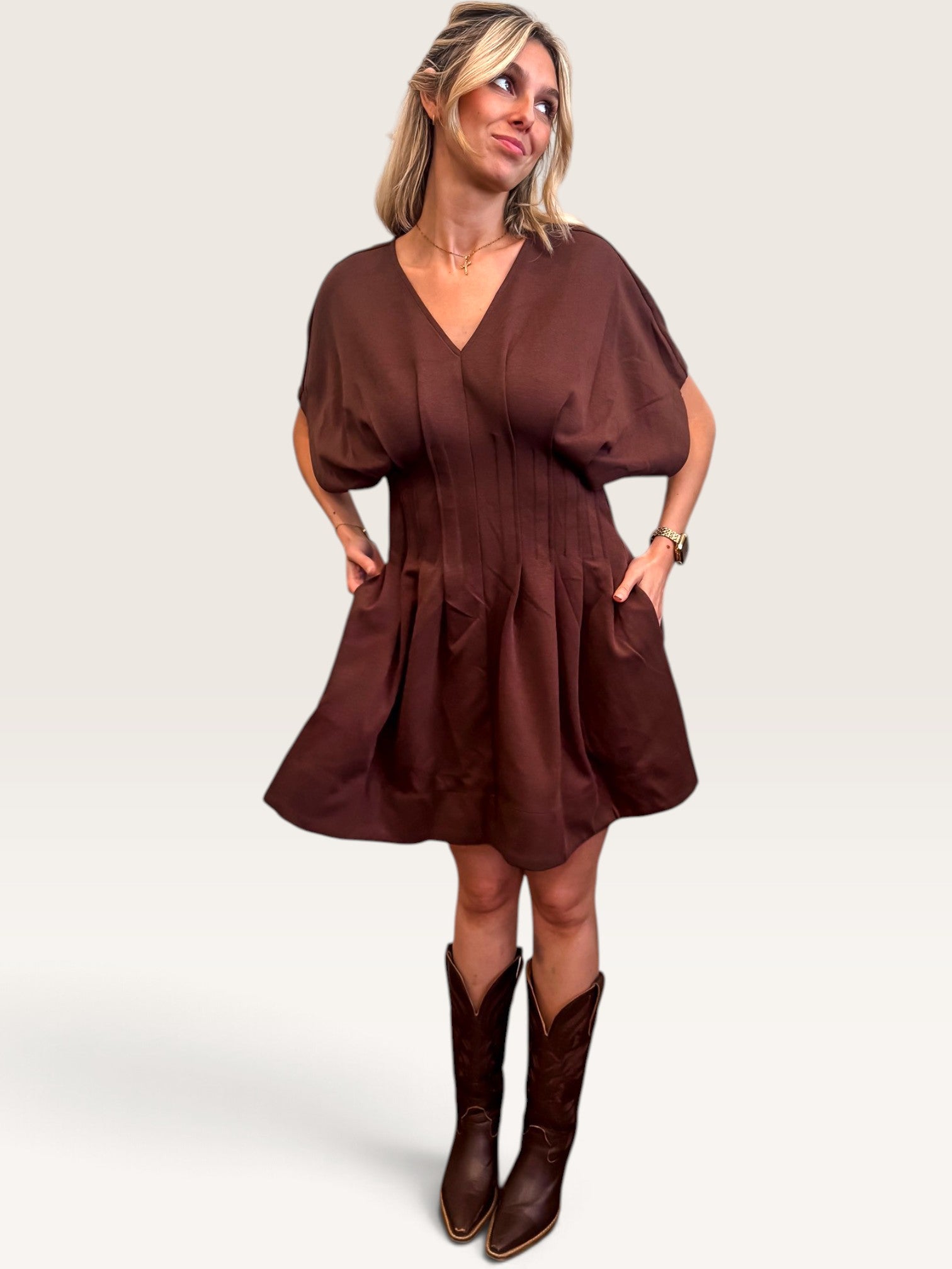 Cinch It Dress - Brown