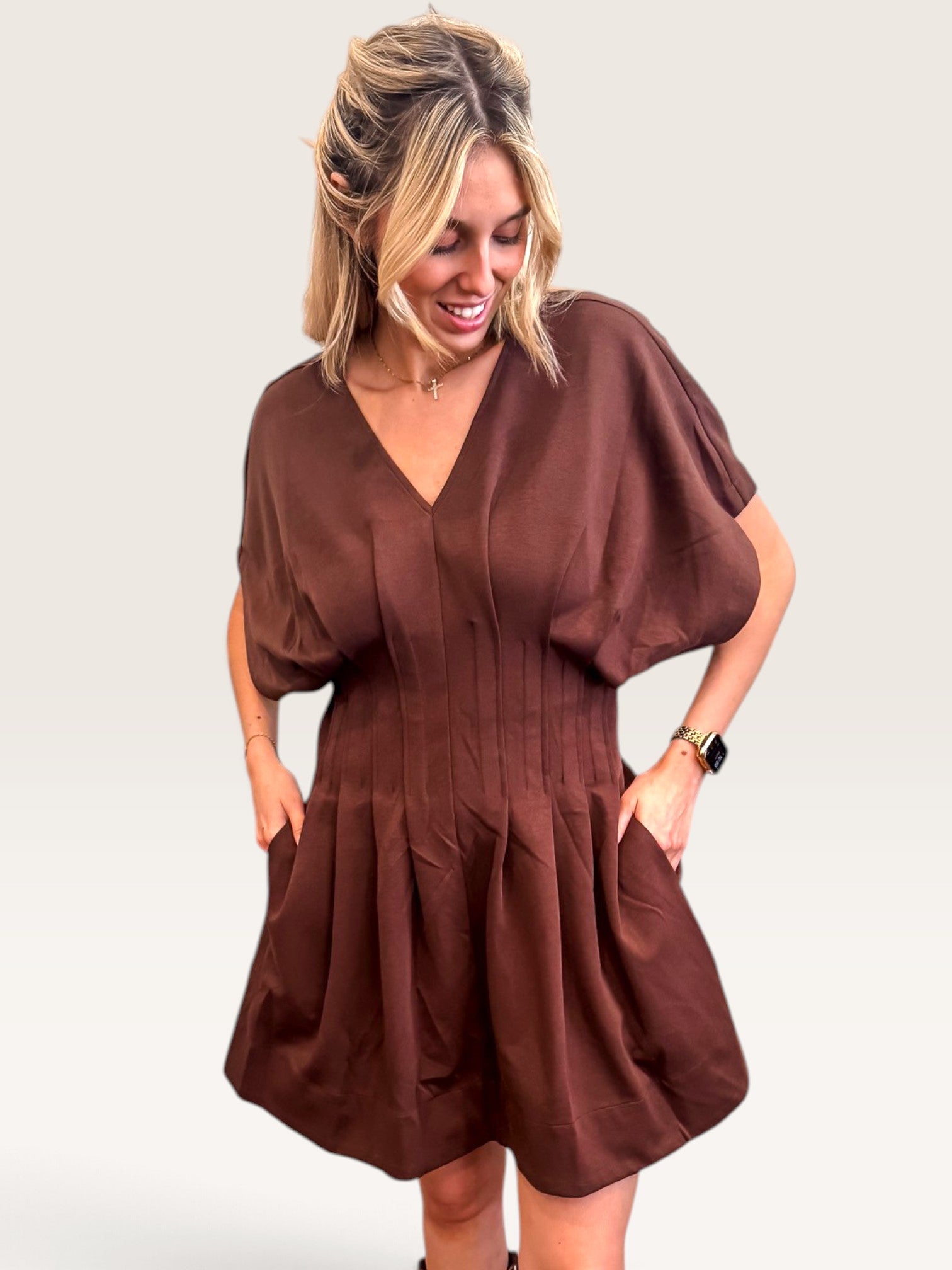 Cinch It Dress - Brown