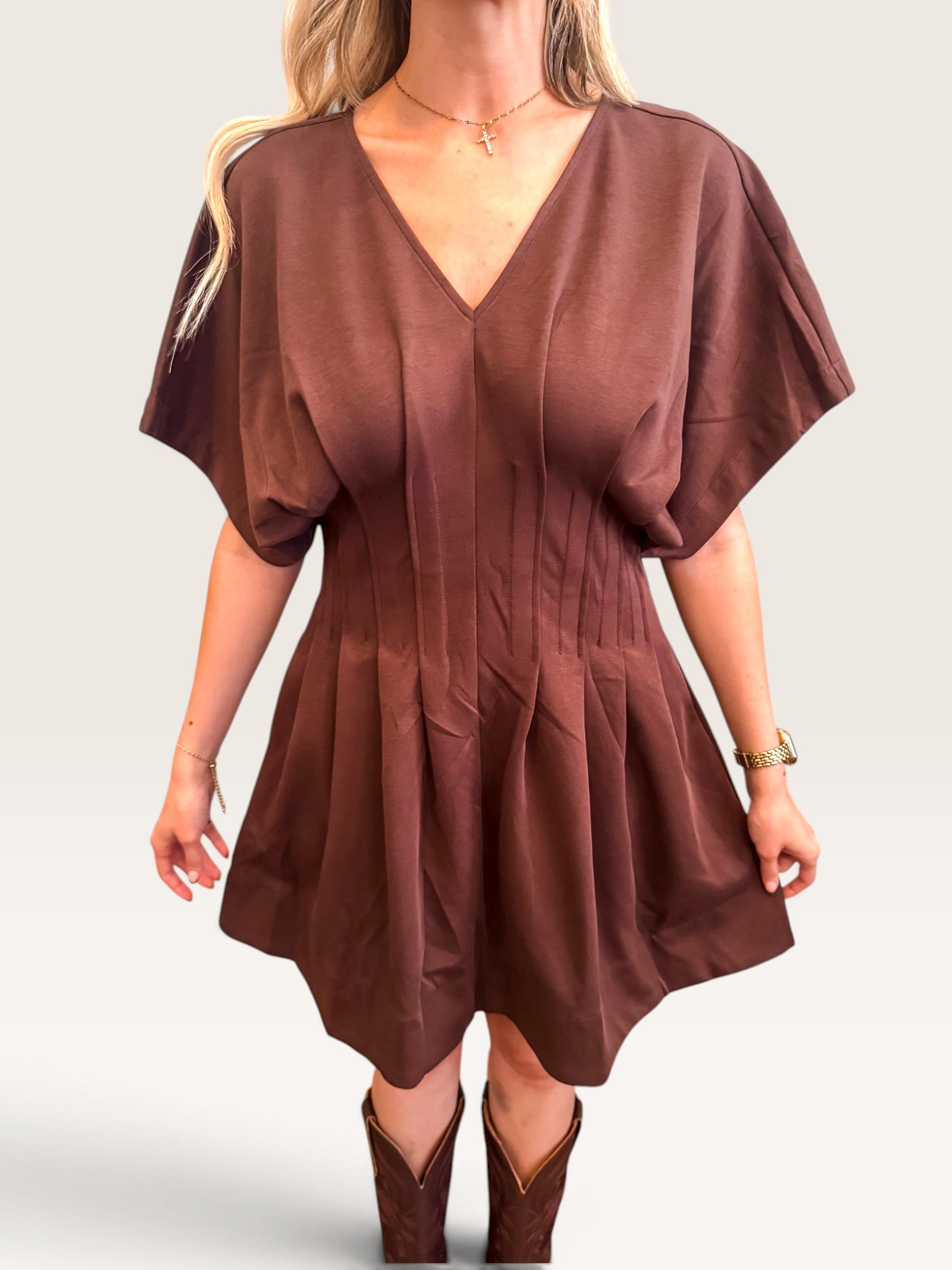 Cinch It Dress - Brown