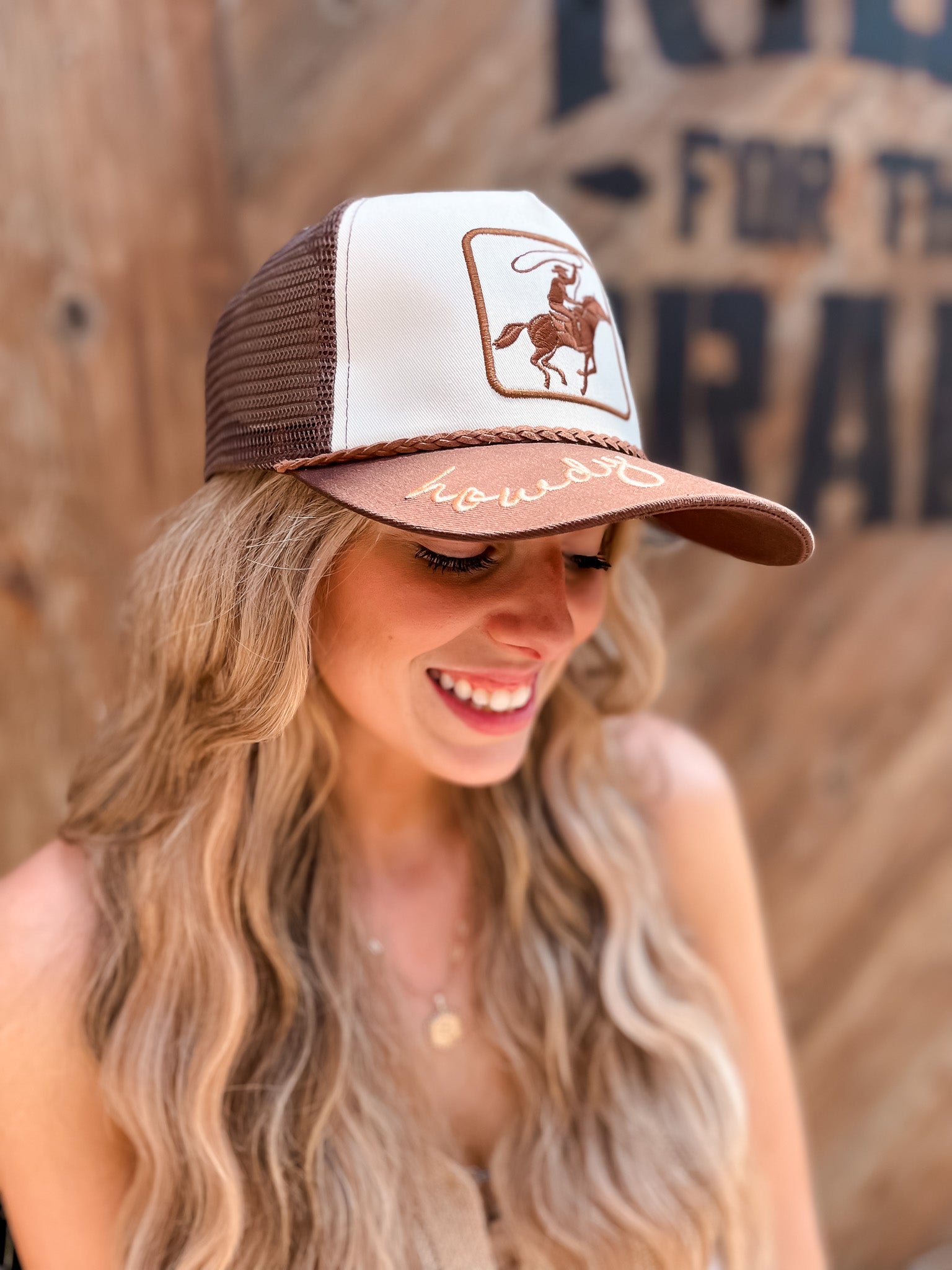 Howdy Cowboy Patch Baseball Cap - Brown
