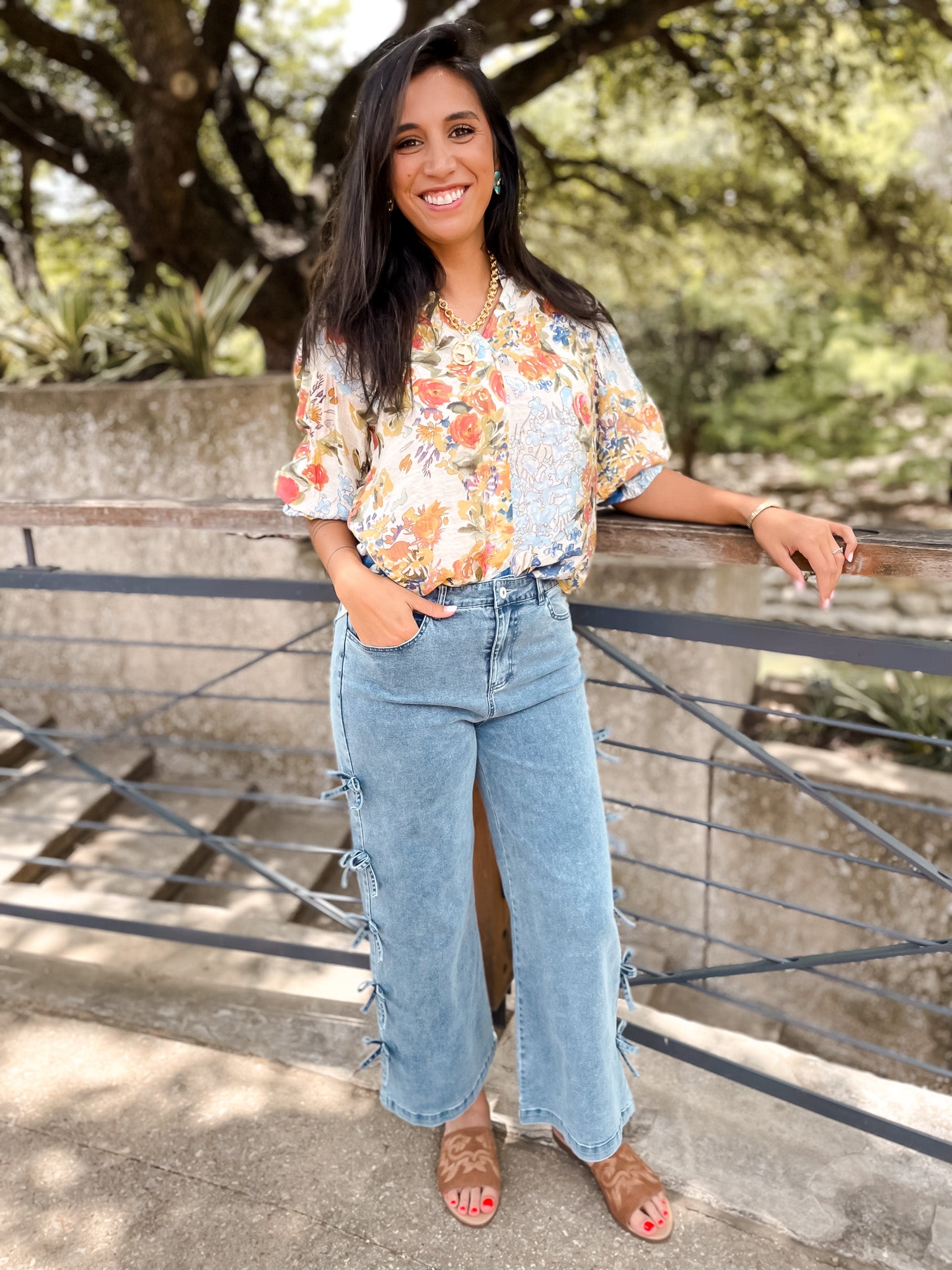 Denim Bow Jean - Blue