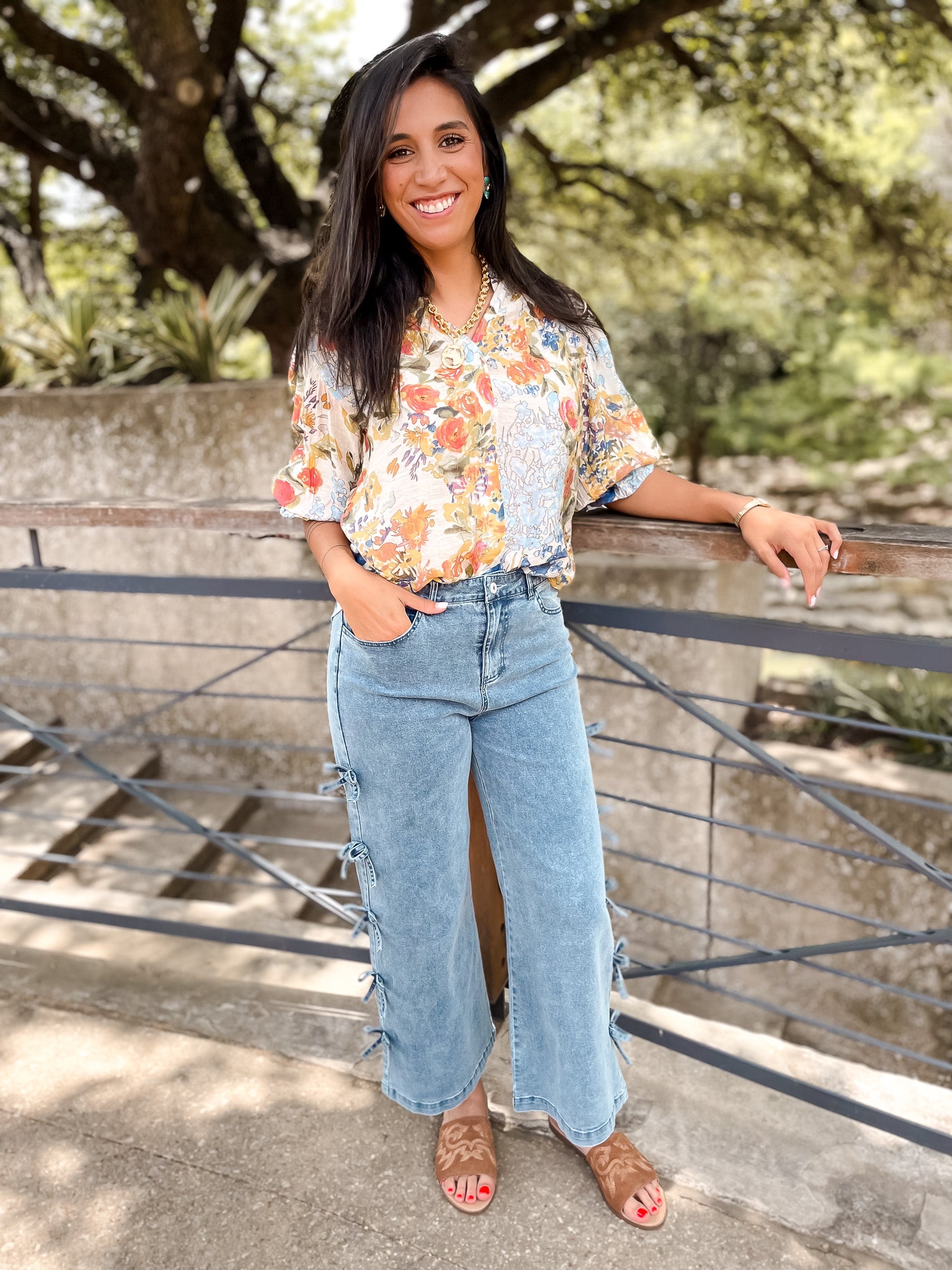 Denim Bow Jean - Blue