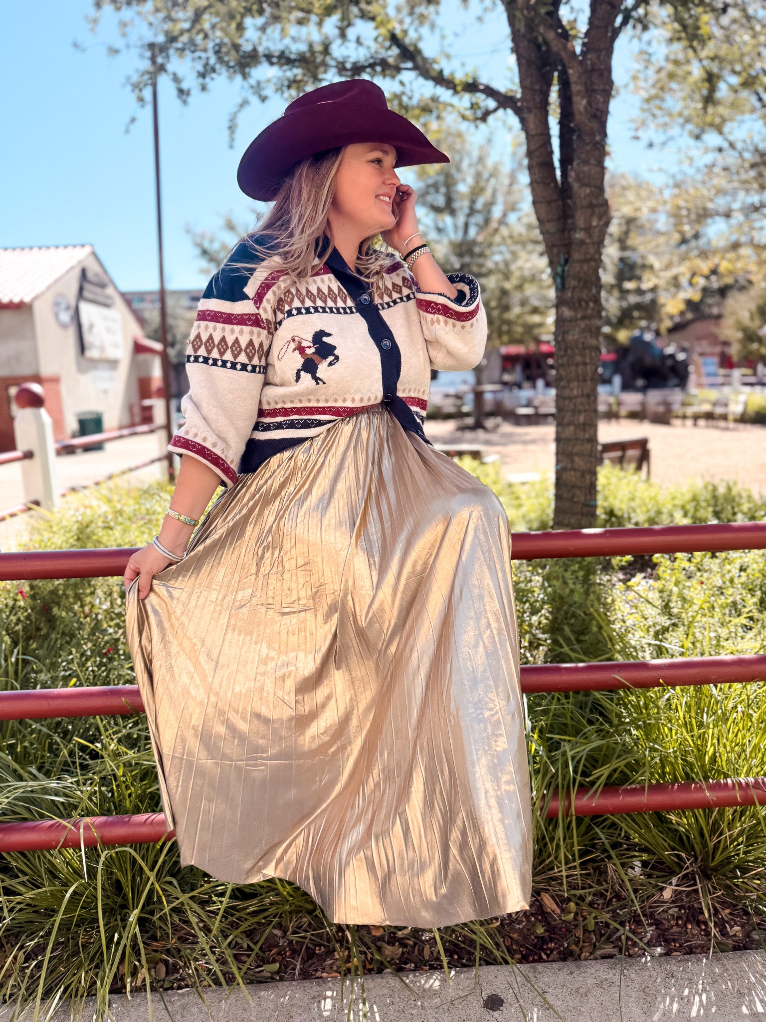 Alessandra Pleated Skirt - Gold