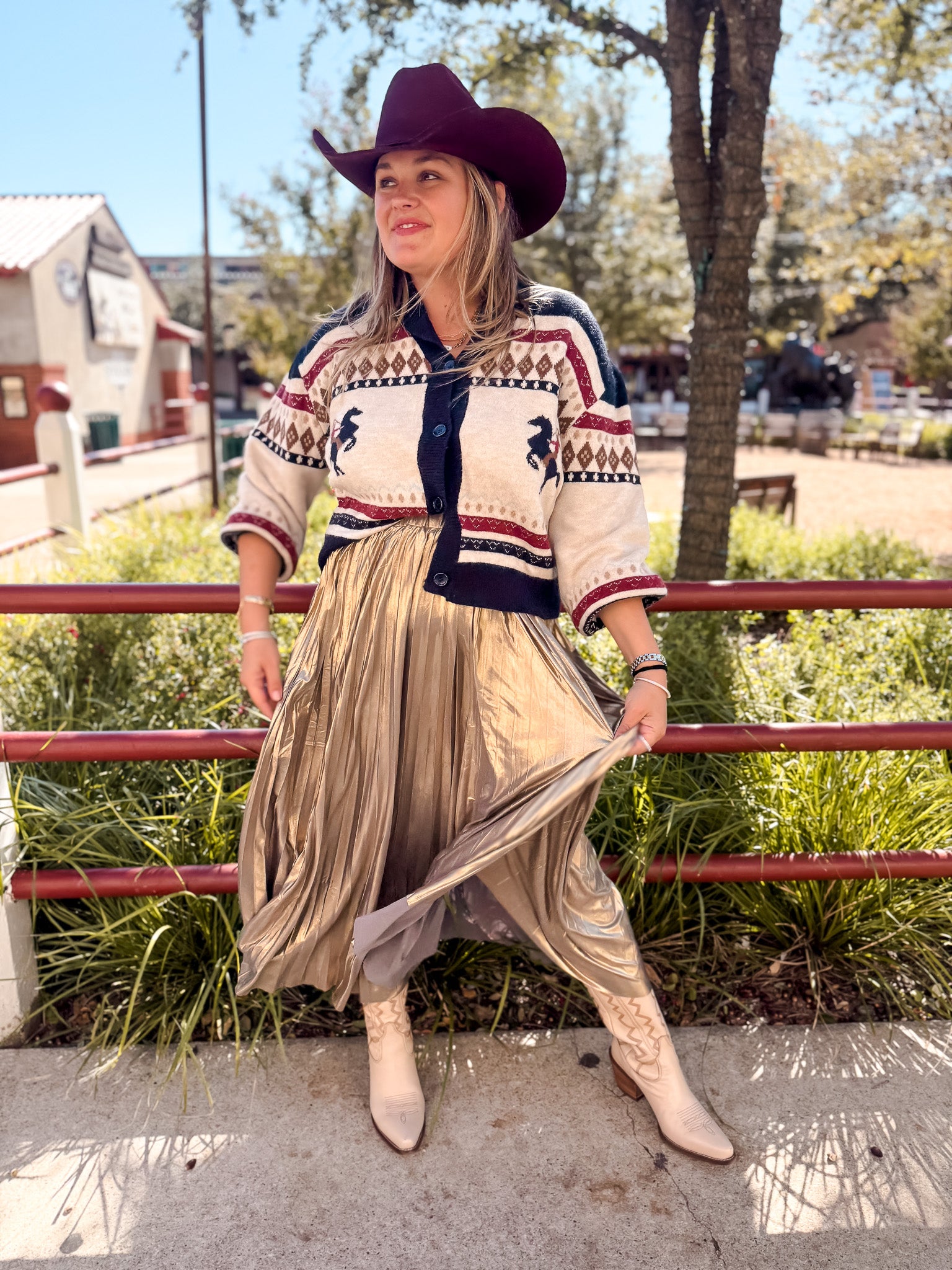 Alessandra Pleated Skirt - Gold