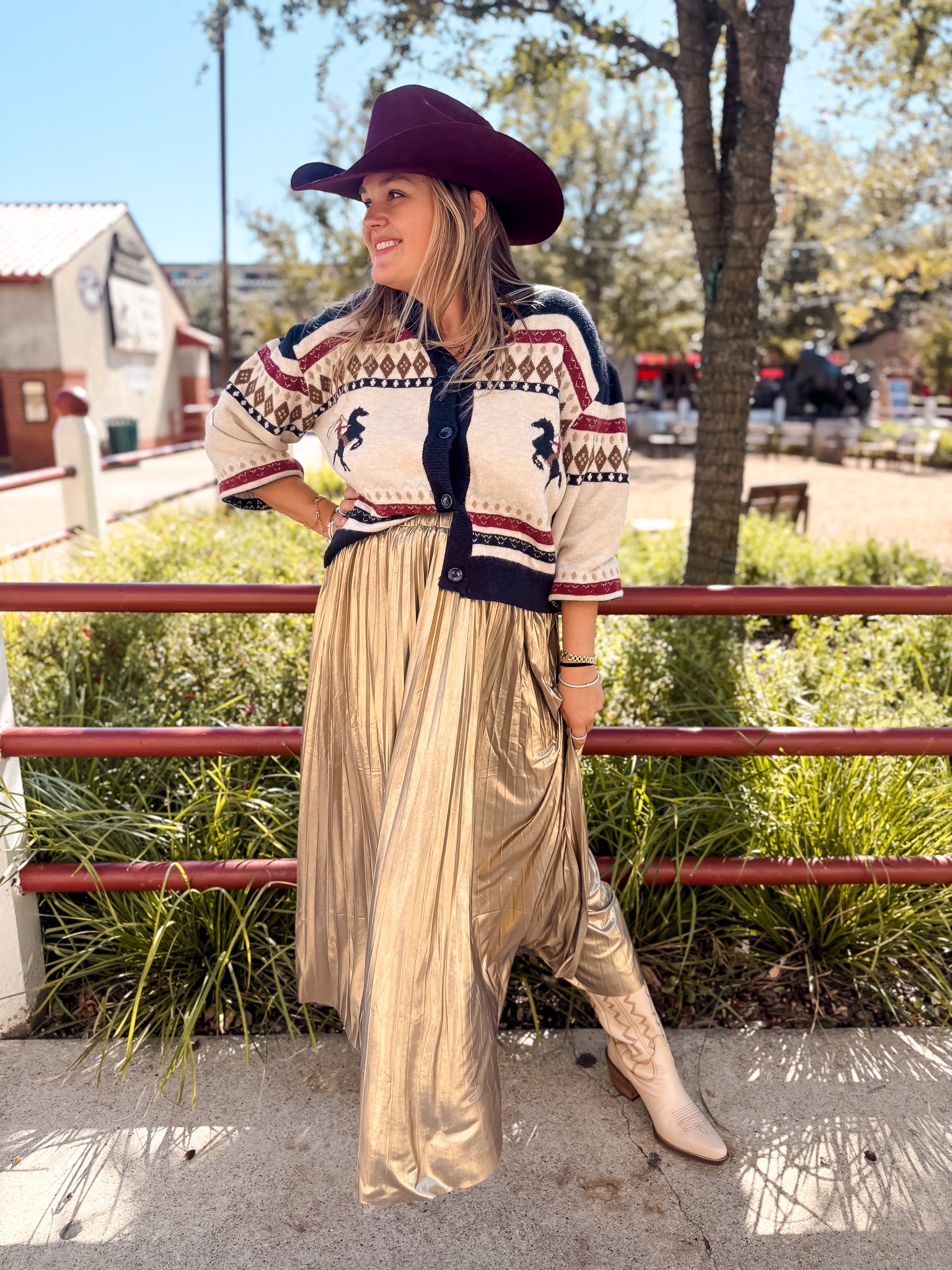 Alessandra Pleated Skirt - Gold