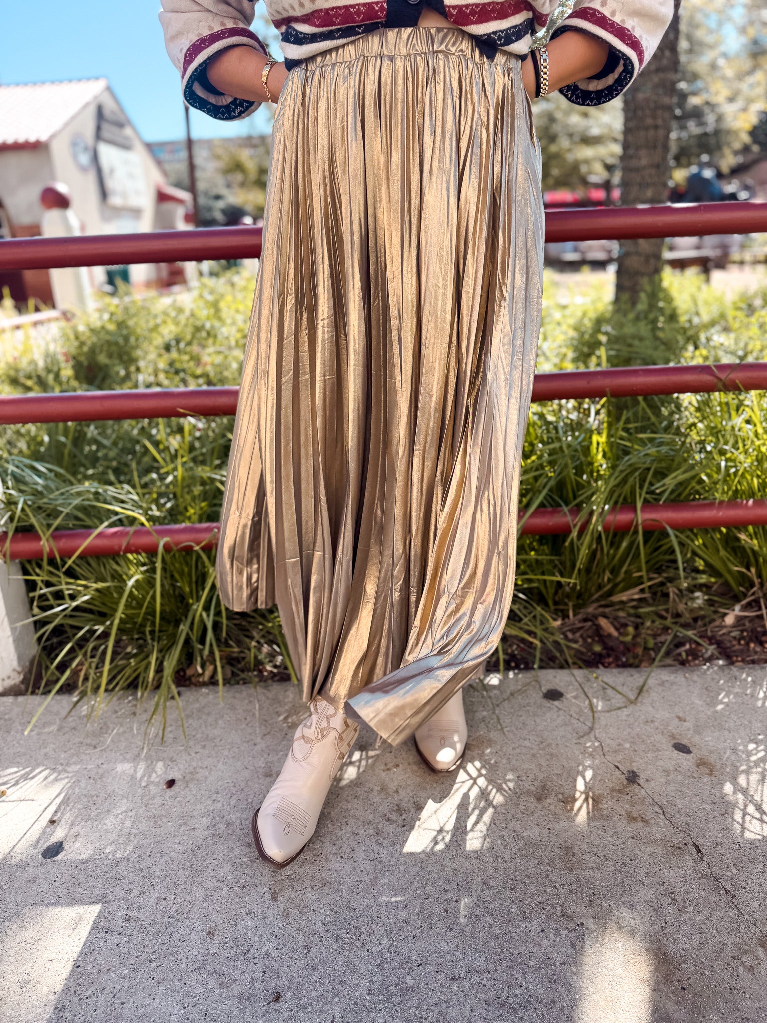 Alessandra Pleated Skirt - Gold