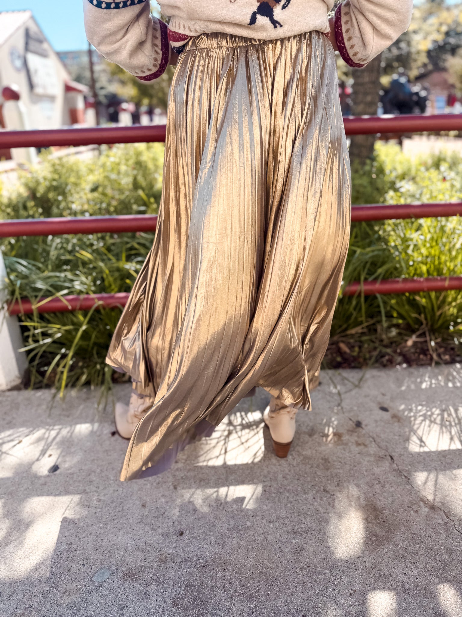 Alessandra Pleated Skirt - Gold