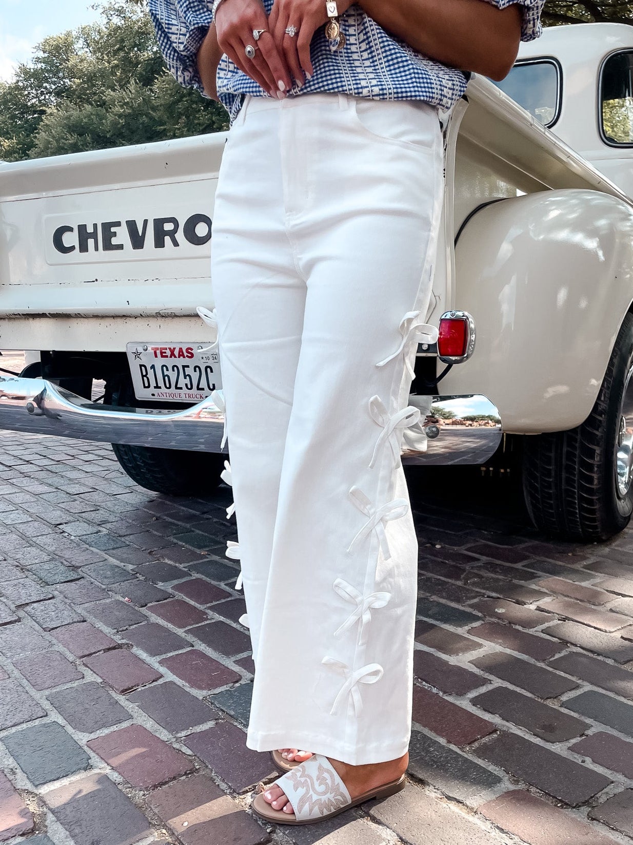 Denim Bow Jean - White