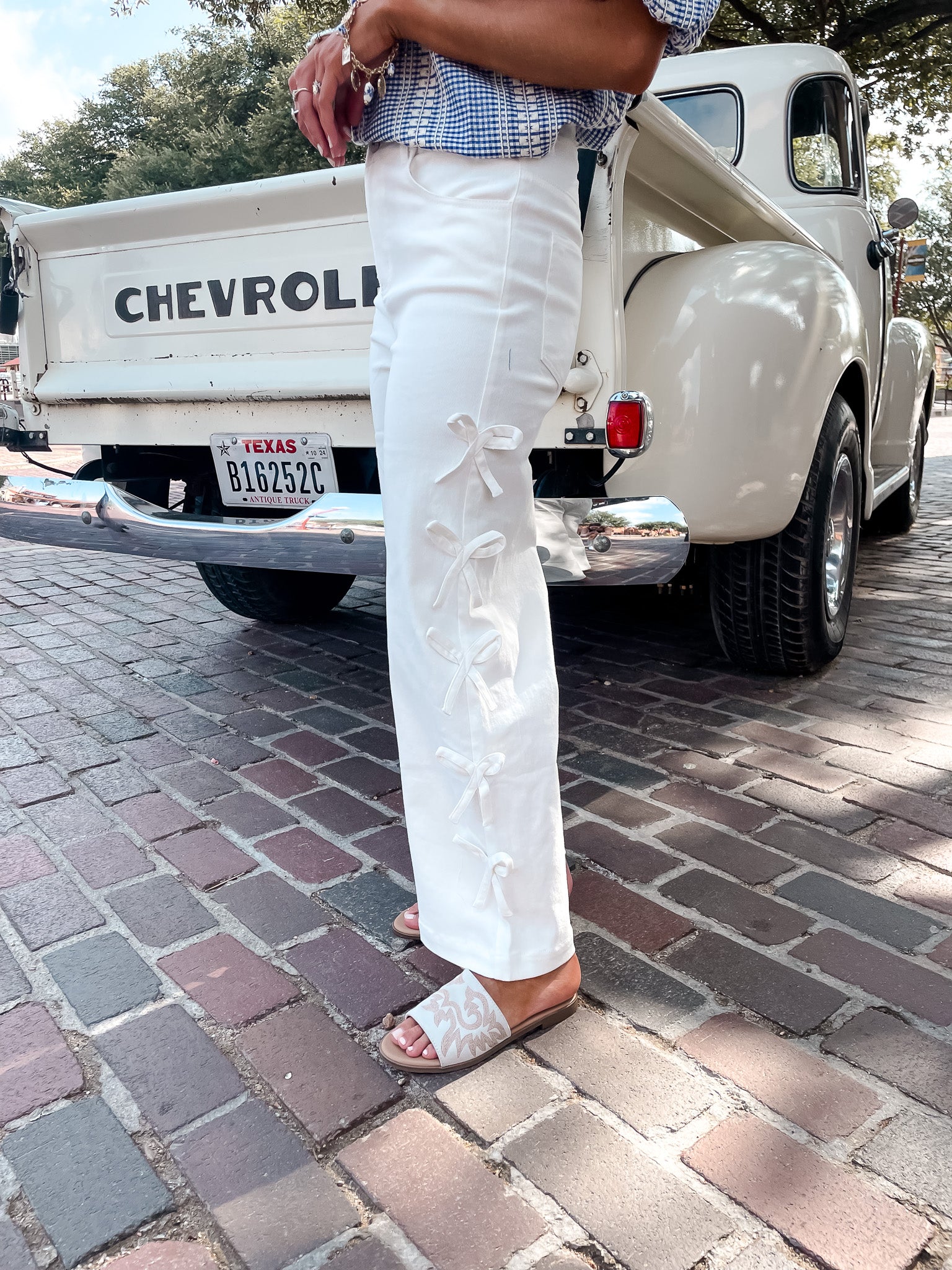 Denim Bow Jean - White