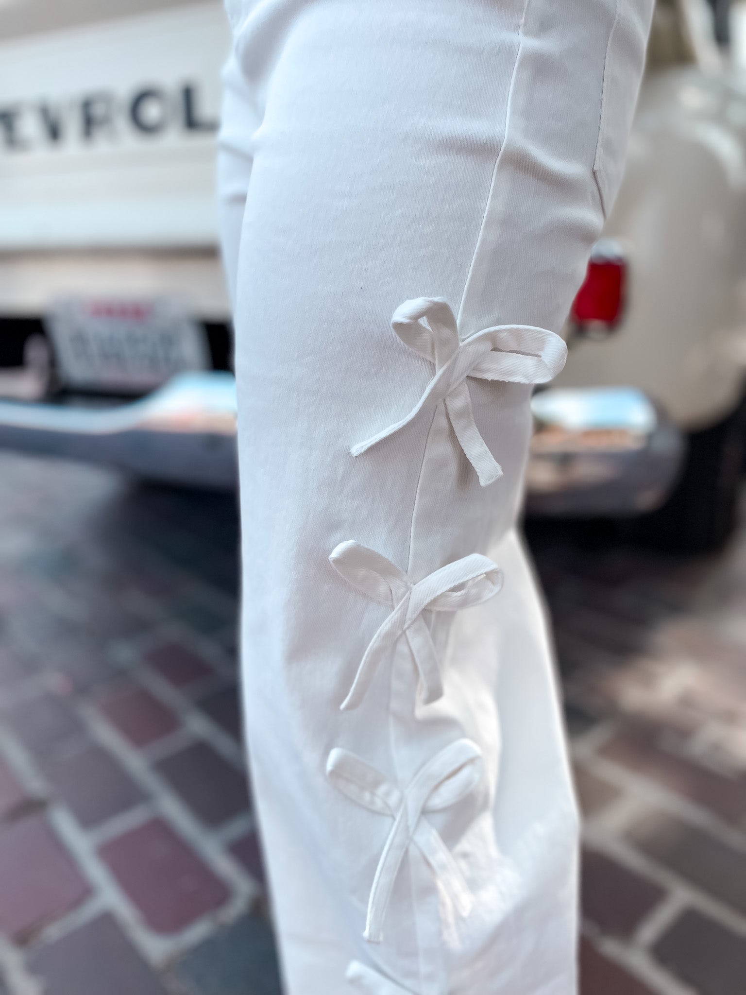 Denim Bow Jean - White