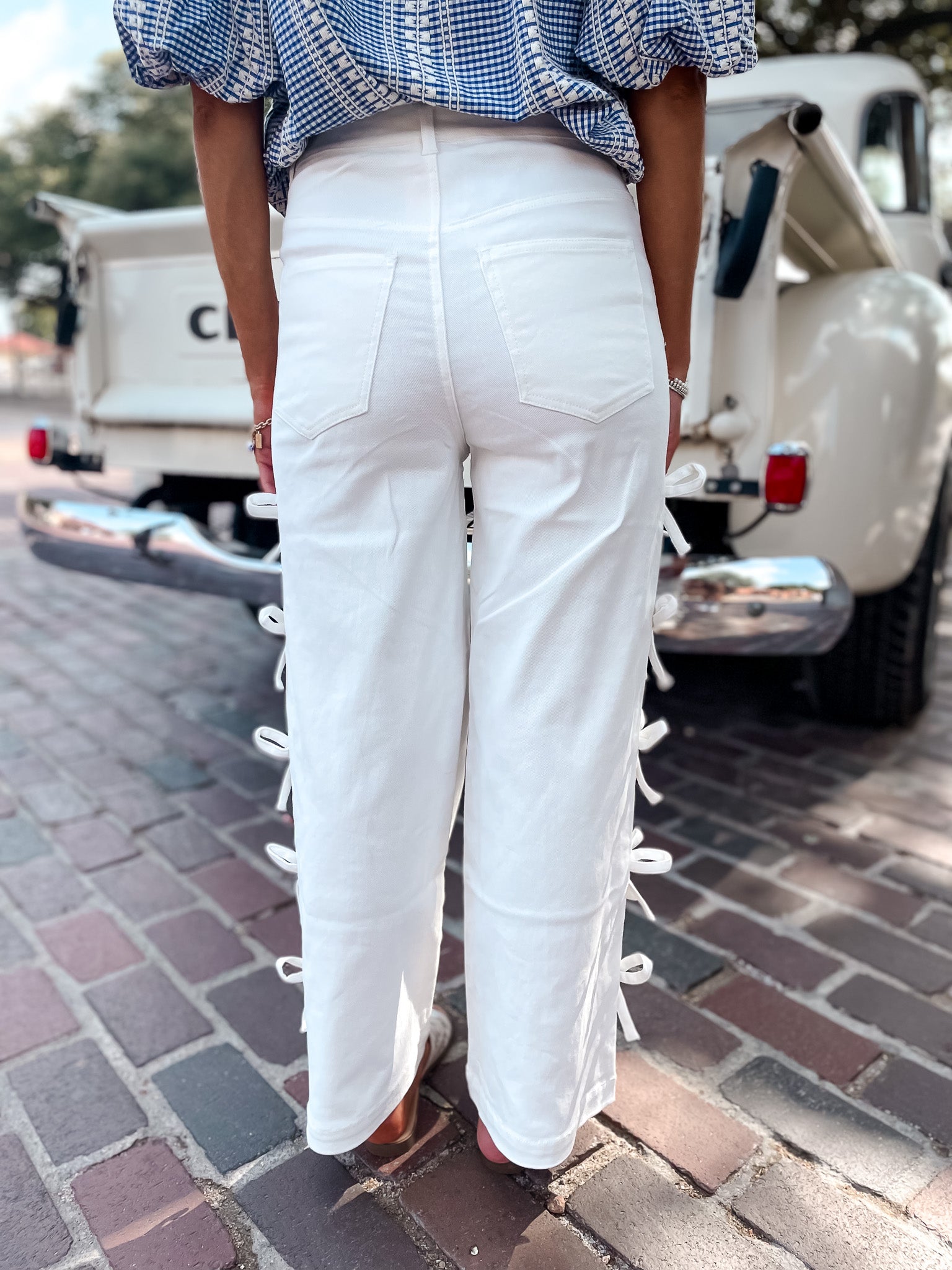 Denim Bow Jean - White