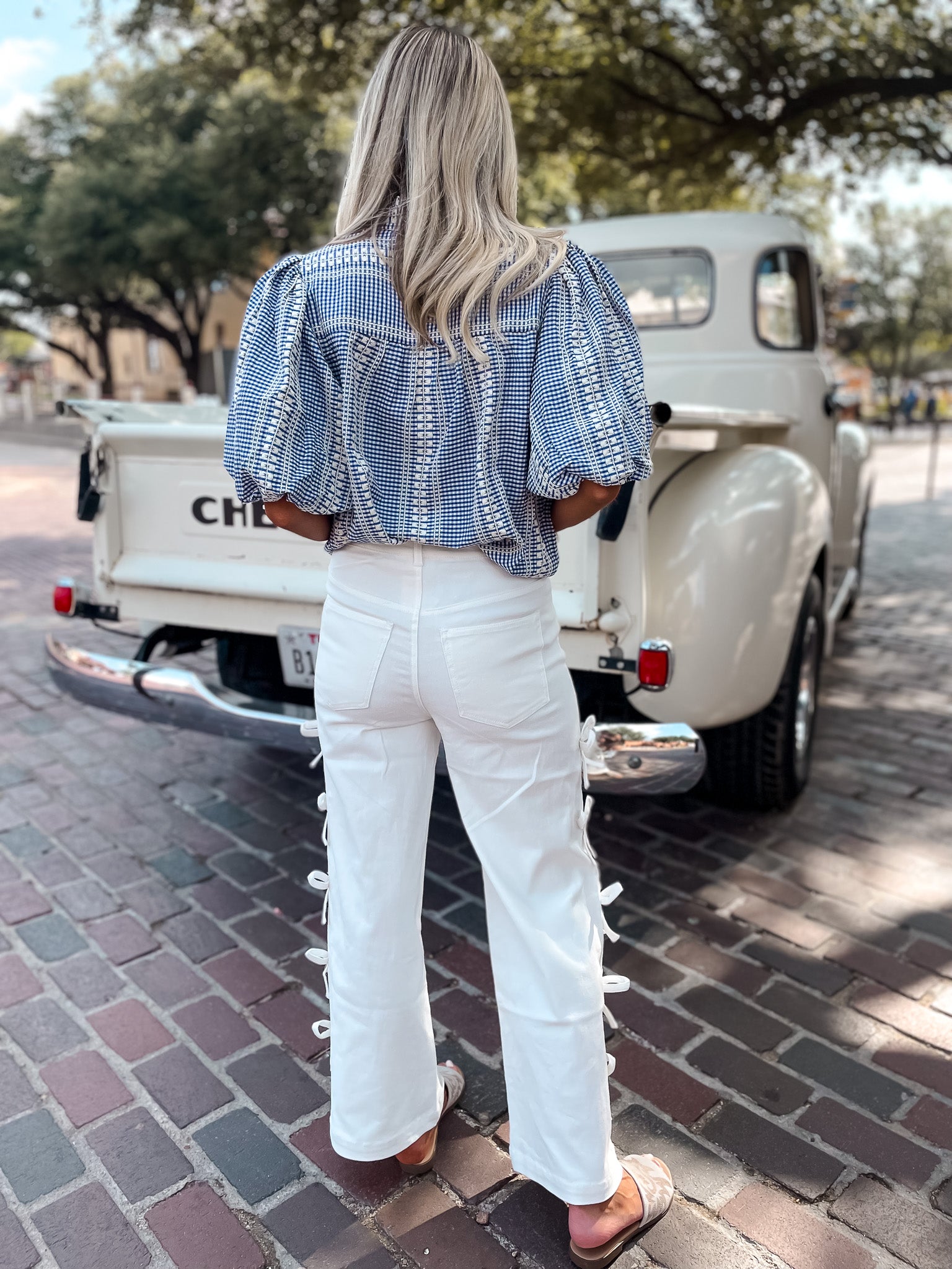 Denim Bow Jean - White