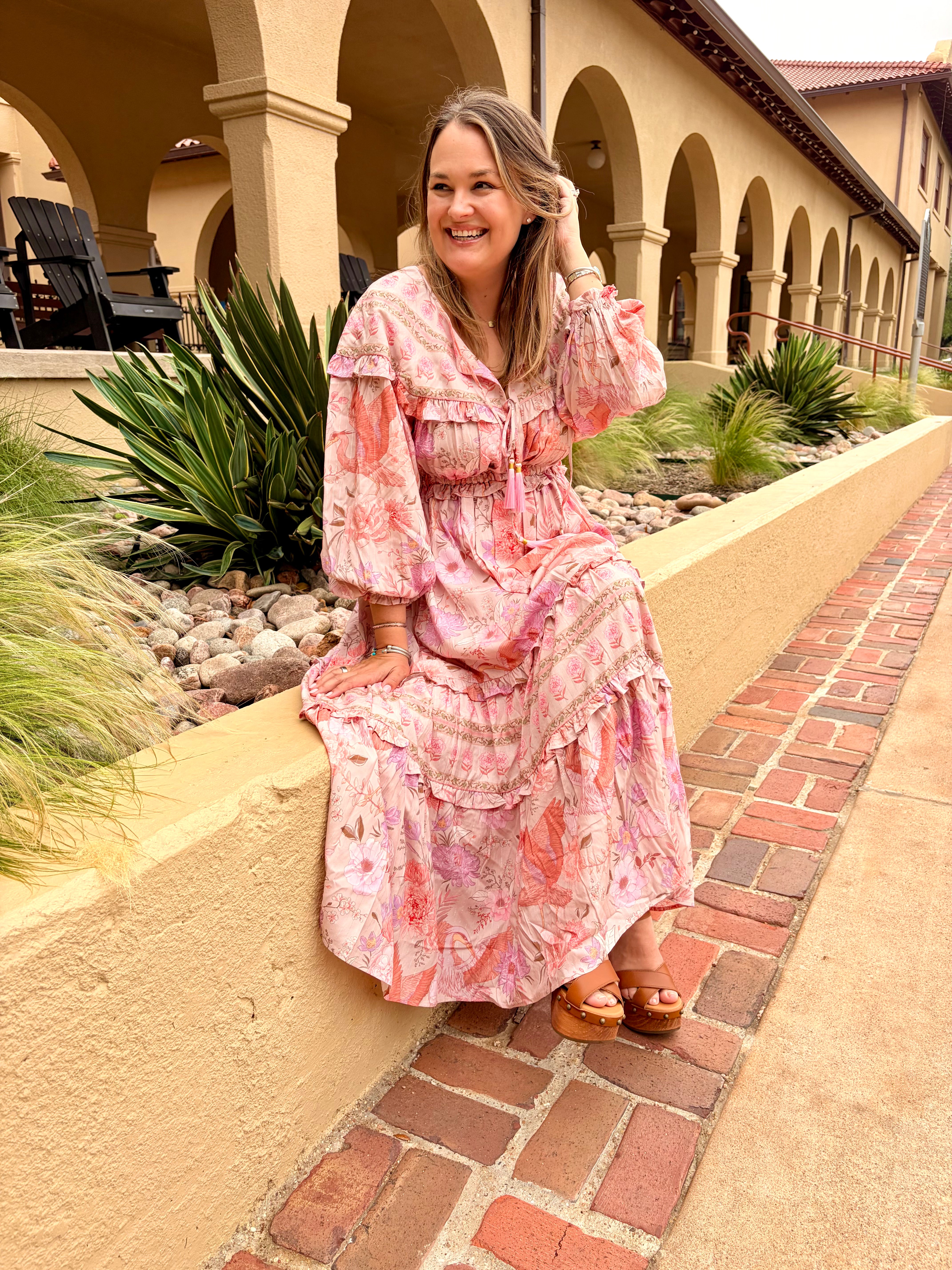 Bordeaux Heron Dress - Pink - Tucker Brown