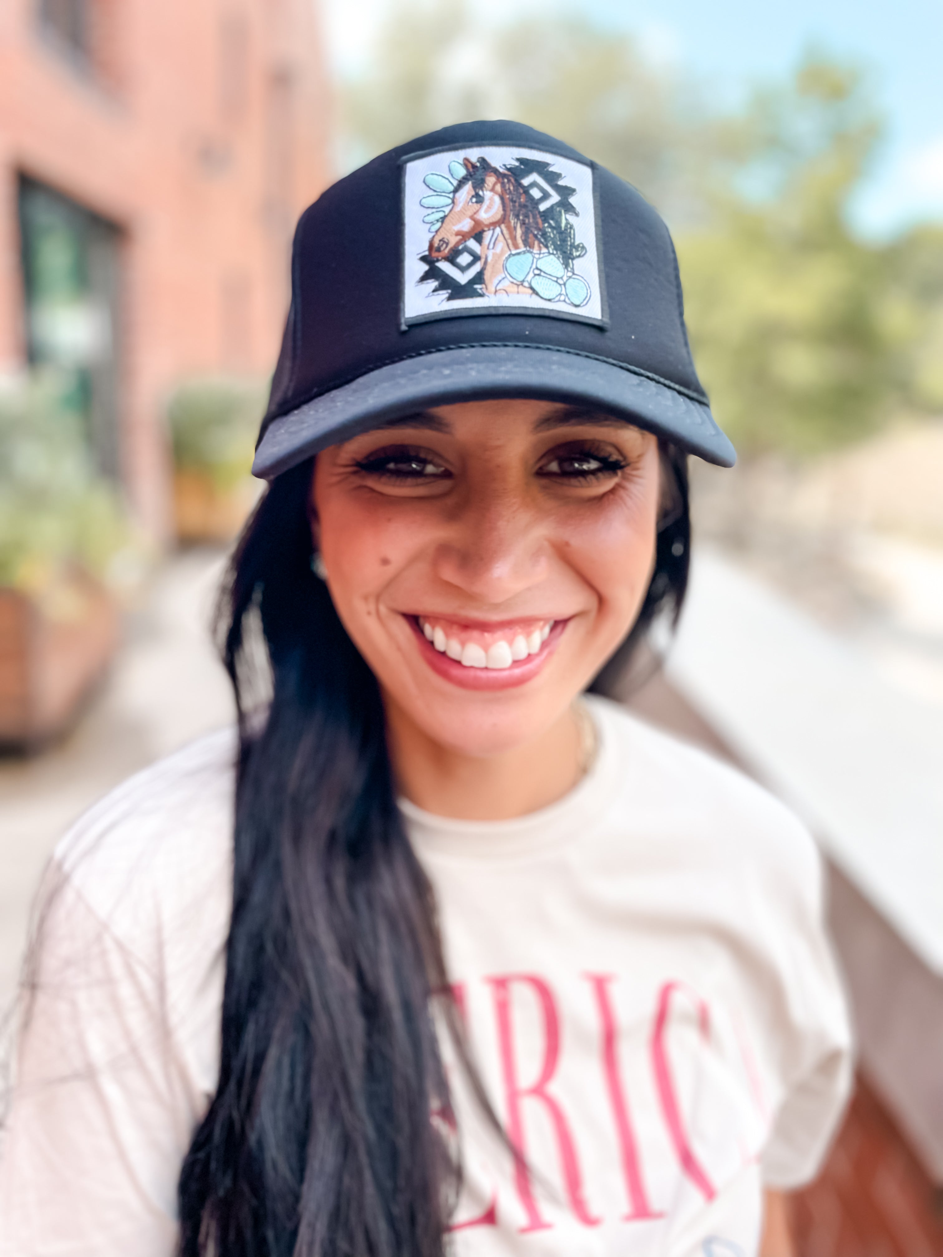 Horse Patch Trucker Cap - Black