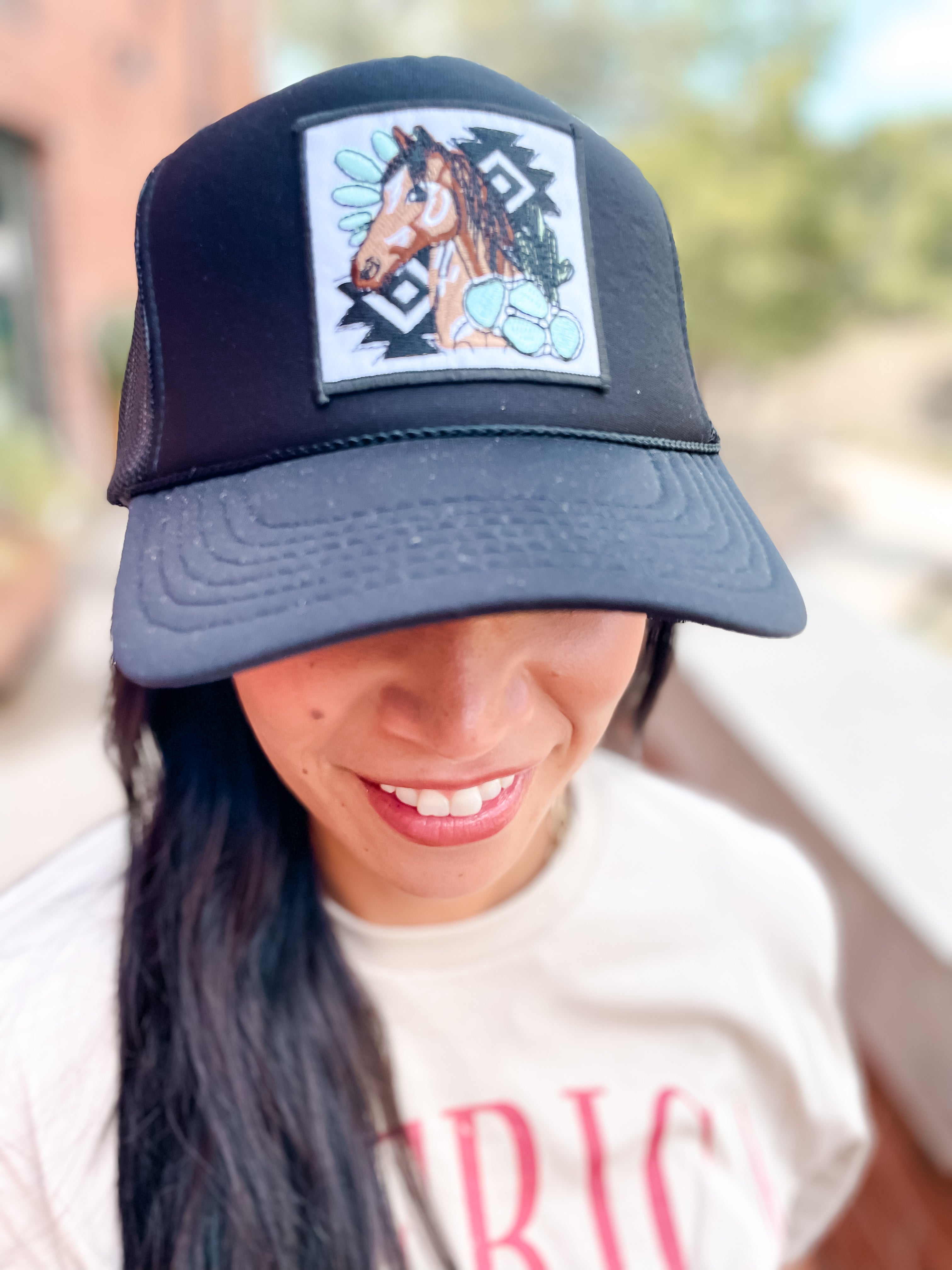 Horse Patch Trucker Cap - Black
