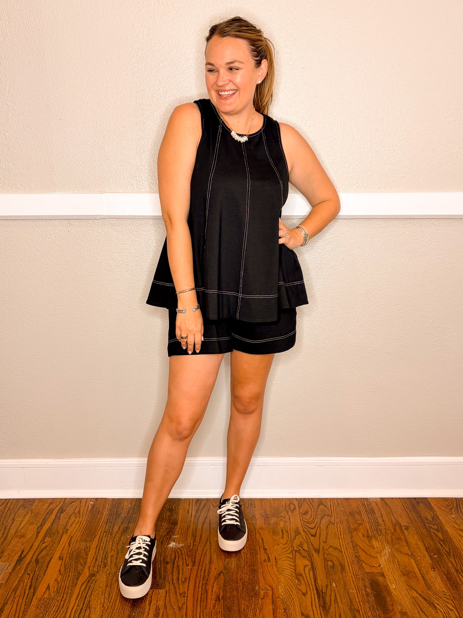A Line Short Set - Black