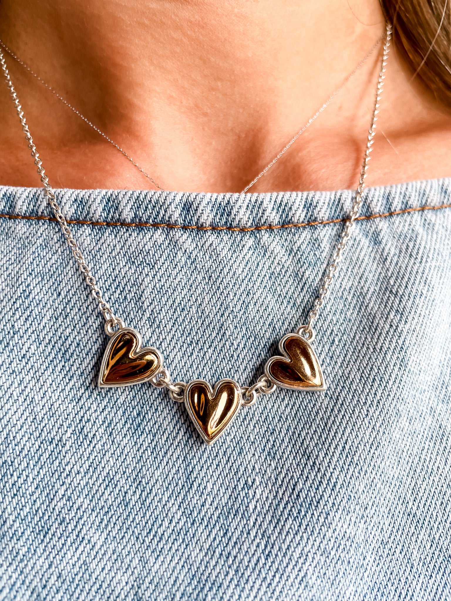 Cascade Heart Mini Necklace - Gold - Tucker Brown