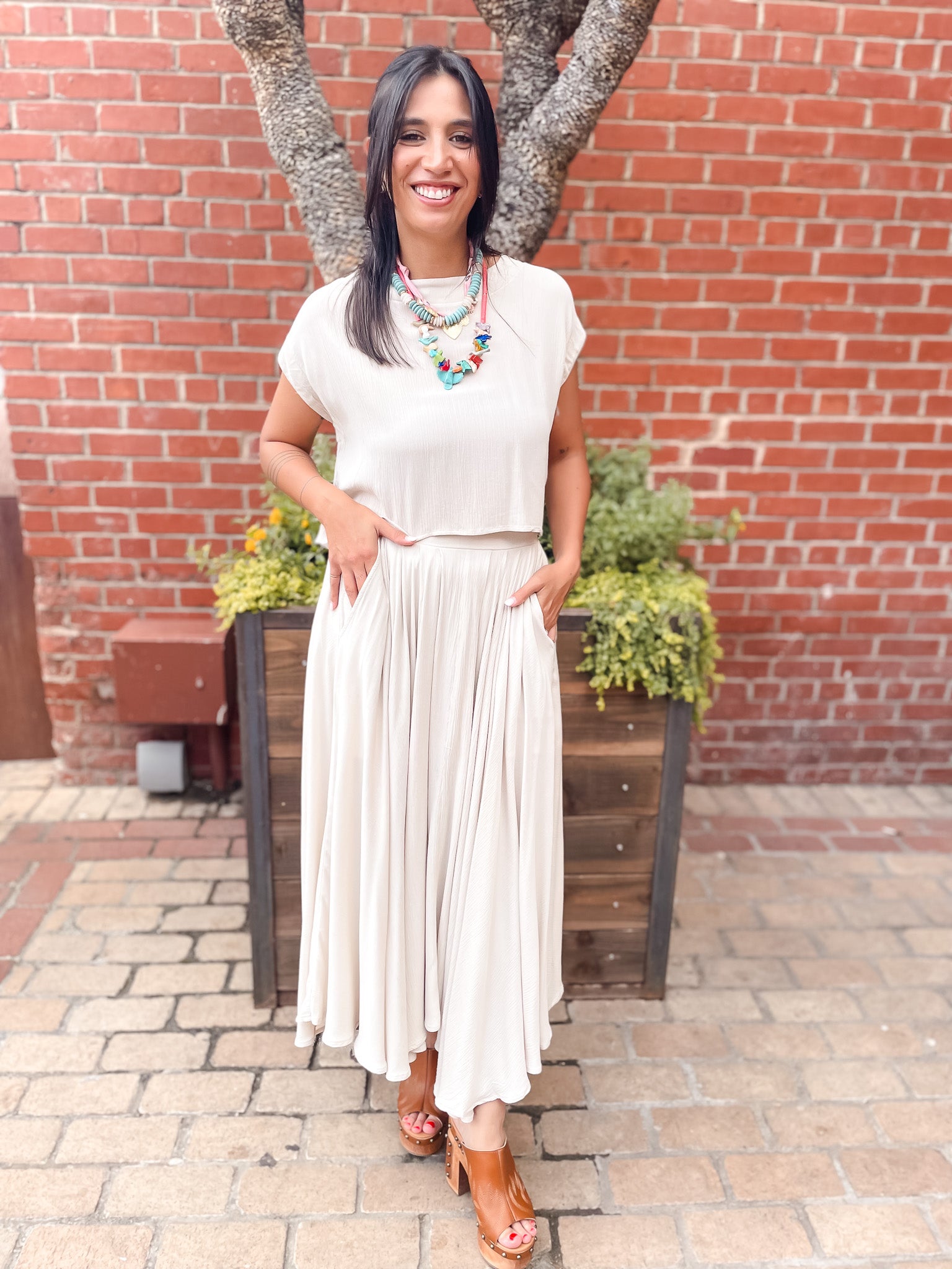 Gauze Skirt Set - Beige